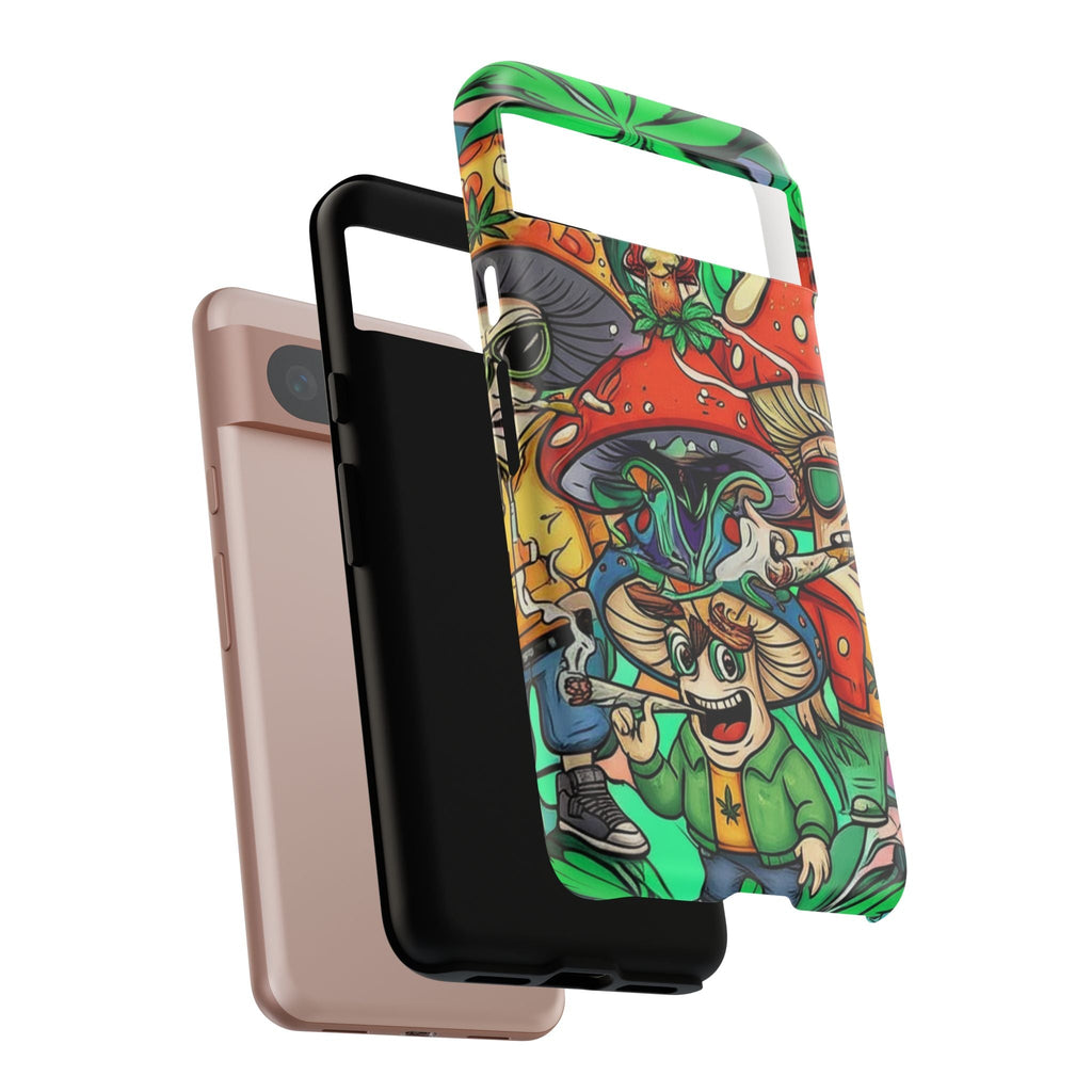 Vibrant Phone Case Featuring Funky Mushroom Art, Tough Cases, Trendy Accessories, Unique Gifts, Eclectic Style, Phone Protection Printify