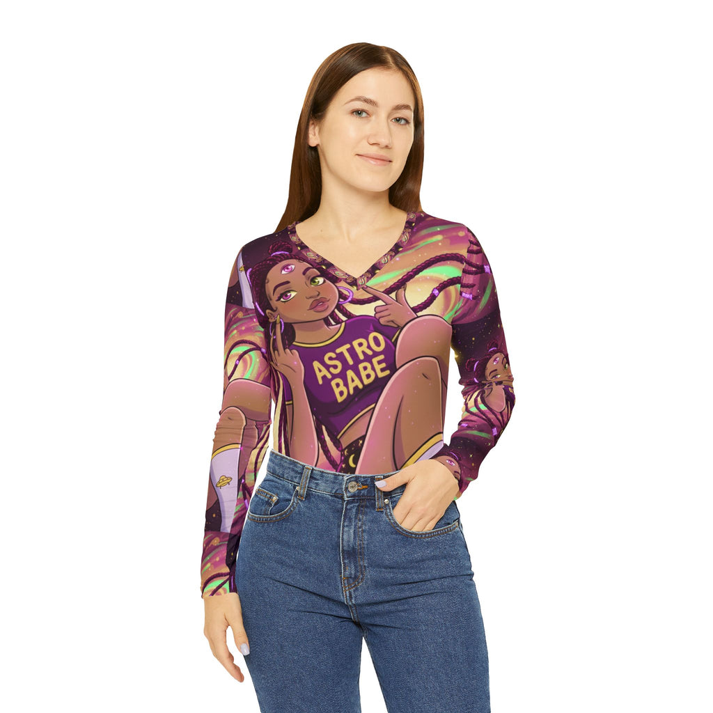 Women's Long Sleeve V-neck Shirt (AOP)