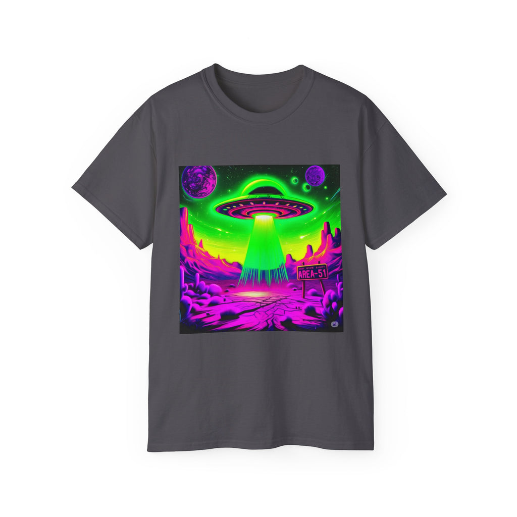 Cosmic Alien UFO Graphic T-Shirt | Neon Sci-Fi Streetwear Tee Printify
