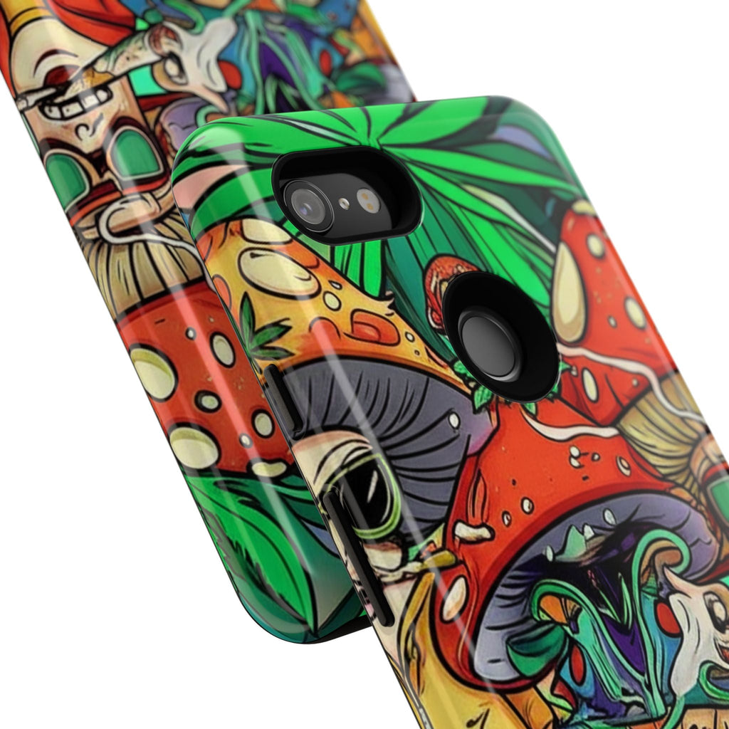Vibrant Phone Case Featuring Funky Mushroom Art, Tough Cases, Trendy Accessories, Unique Gifts, Eclectic Style, Phone Protection Printify