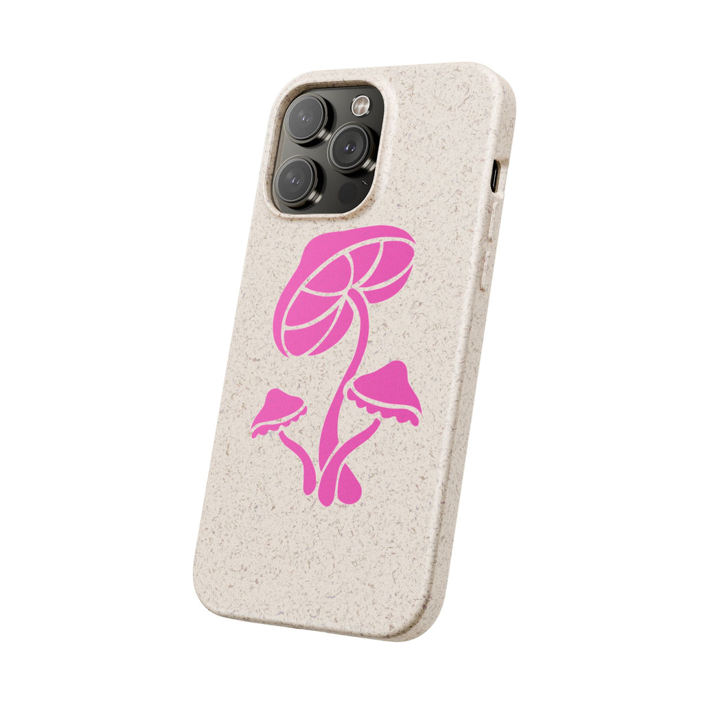 Eco-Friendly Phone Case with Pink Mushroom Design, Biodegradable Phone Cover, Sustainable Gift for Nature Lovers, Earth Day Gift, Cute Phone