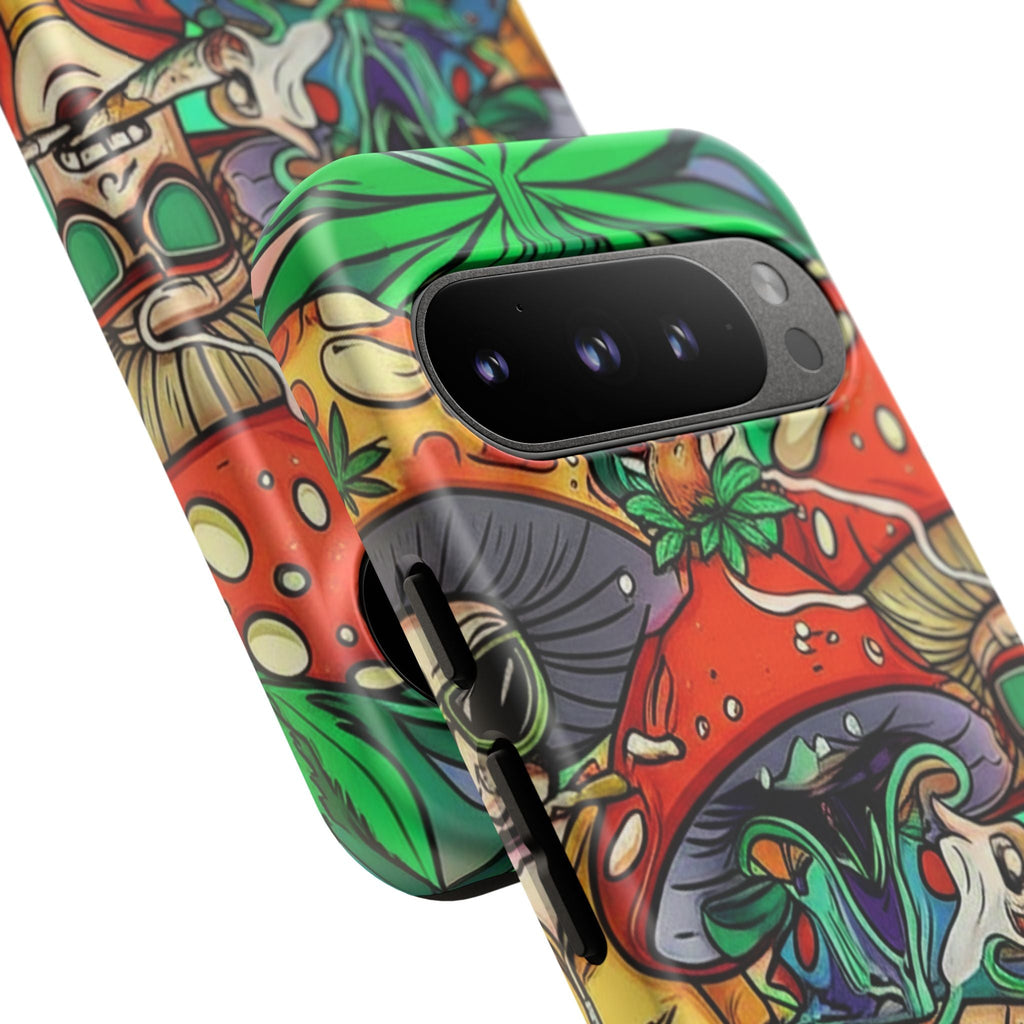 Vibrant Phone Case Featuring Funky Mushroom Art, Tough Cases, Trendy Accessories, Unique Gifts, Eclectic Style, Phone Protection Printify