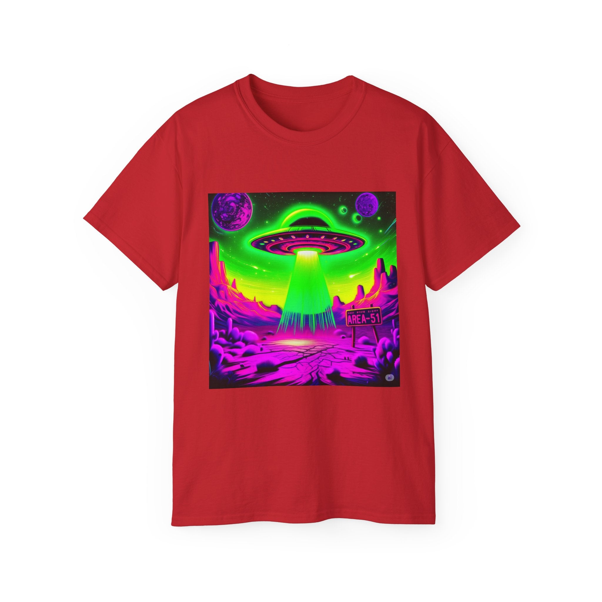 Cosmic Alien UFO Graphic T-Shirt | Neon Sci-Fi Streetwear Tee Printify