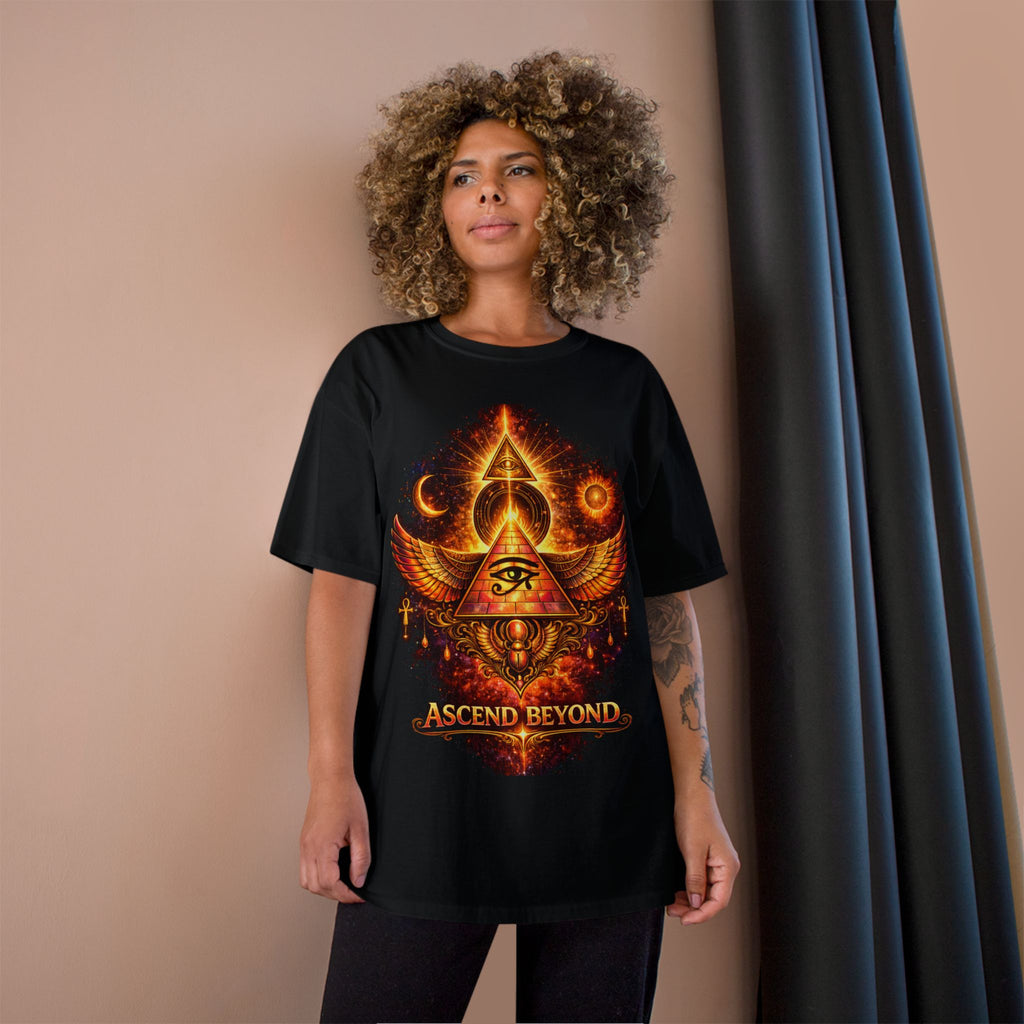 Ascend Beyond Graphic T-Shirt — Egyptian Eye Pyramid Spiritual Tee Printify