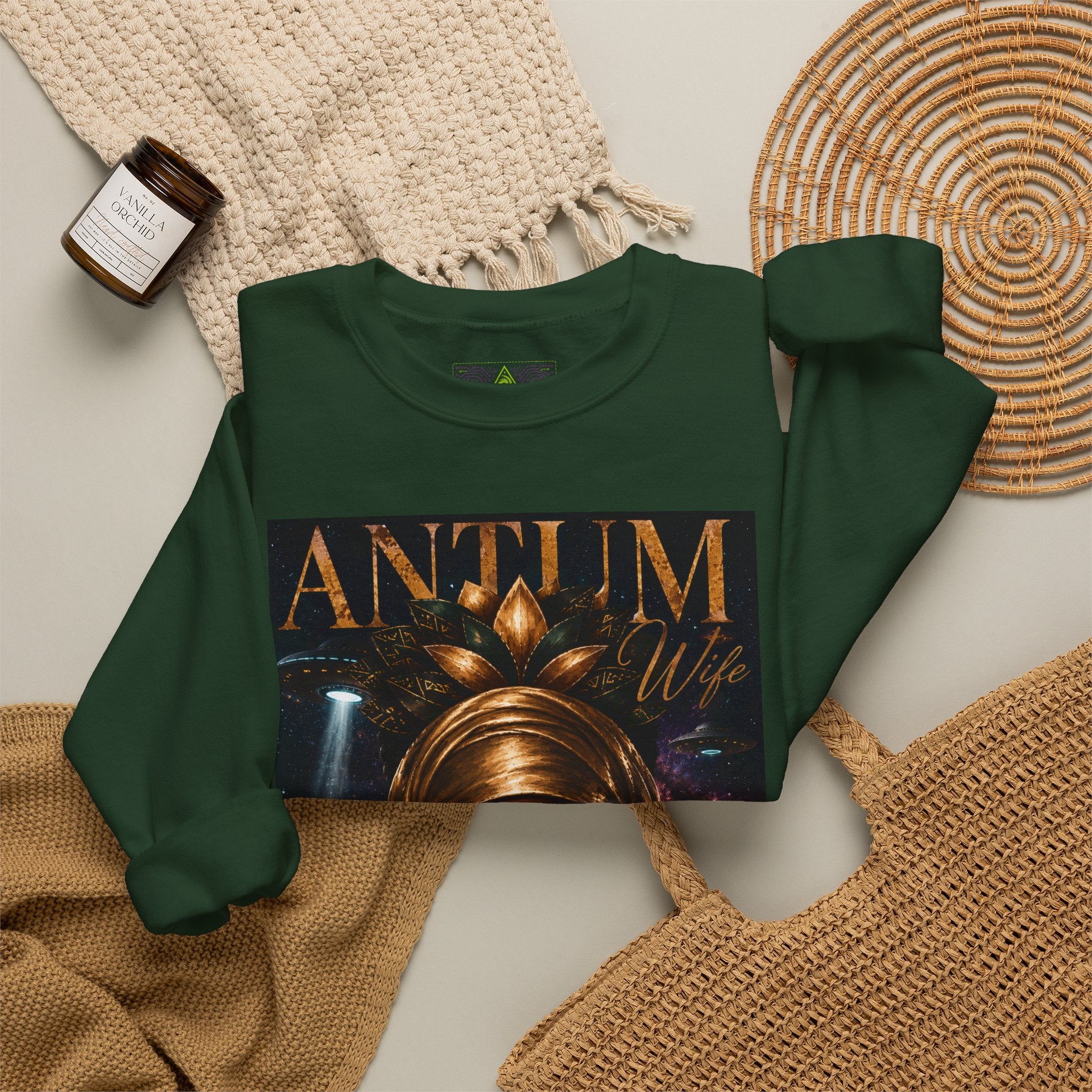 Crewneck Sweatshirt — 'Anitum' Afrocentric Goddess Portrait Crewneck