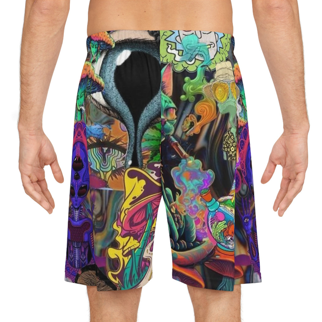 Psychedelic Basketball Shorts - Vibrant Design for Active Lifestyle🍄 Printify