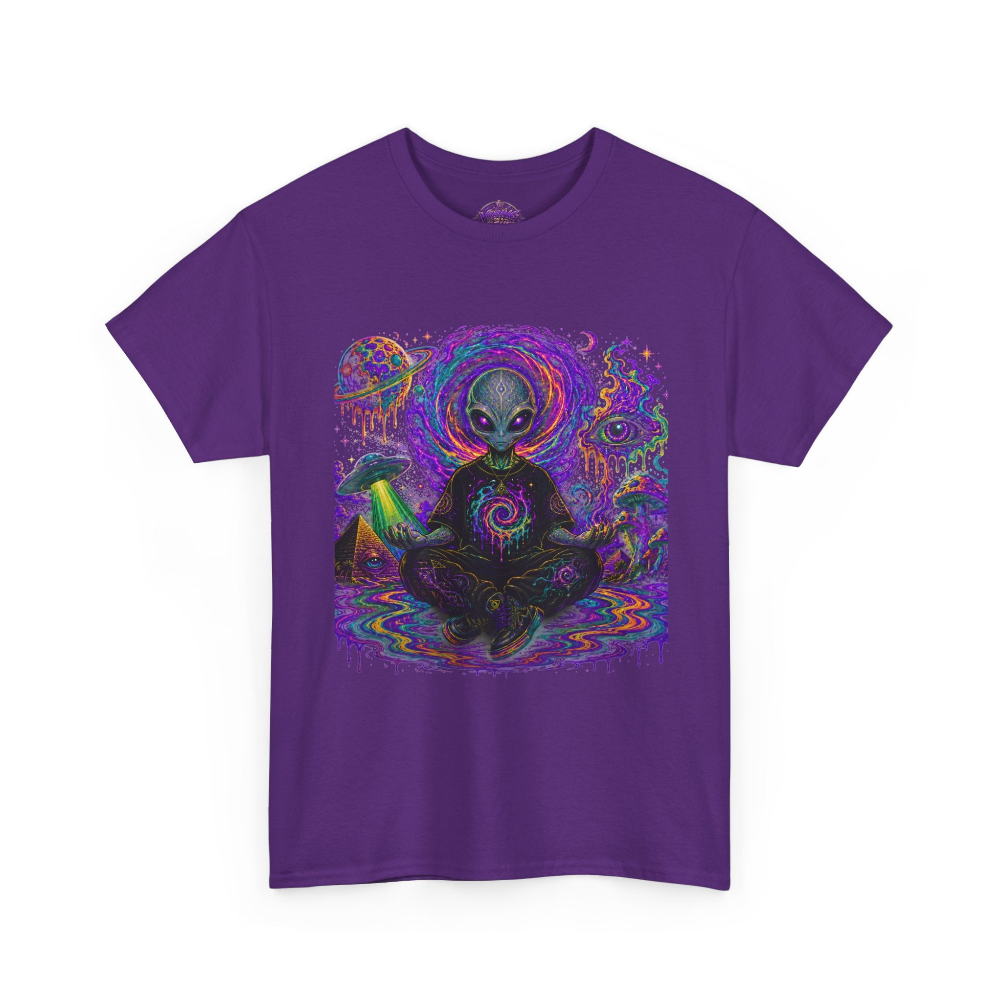 Alien Meditation T-Shirt — Psychedelic Cosmic Yoga Graphic Tee