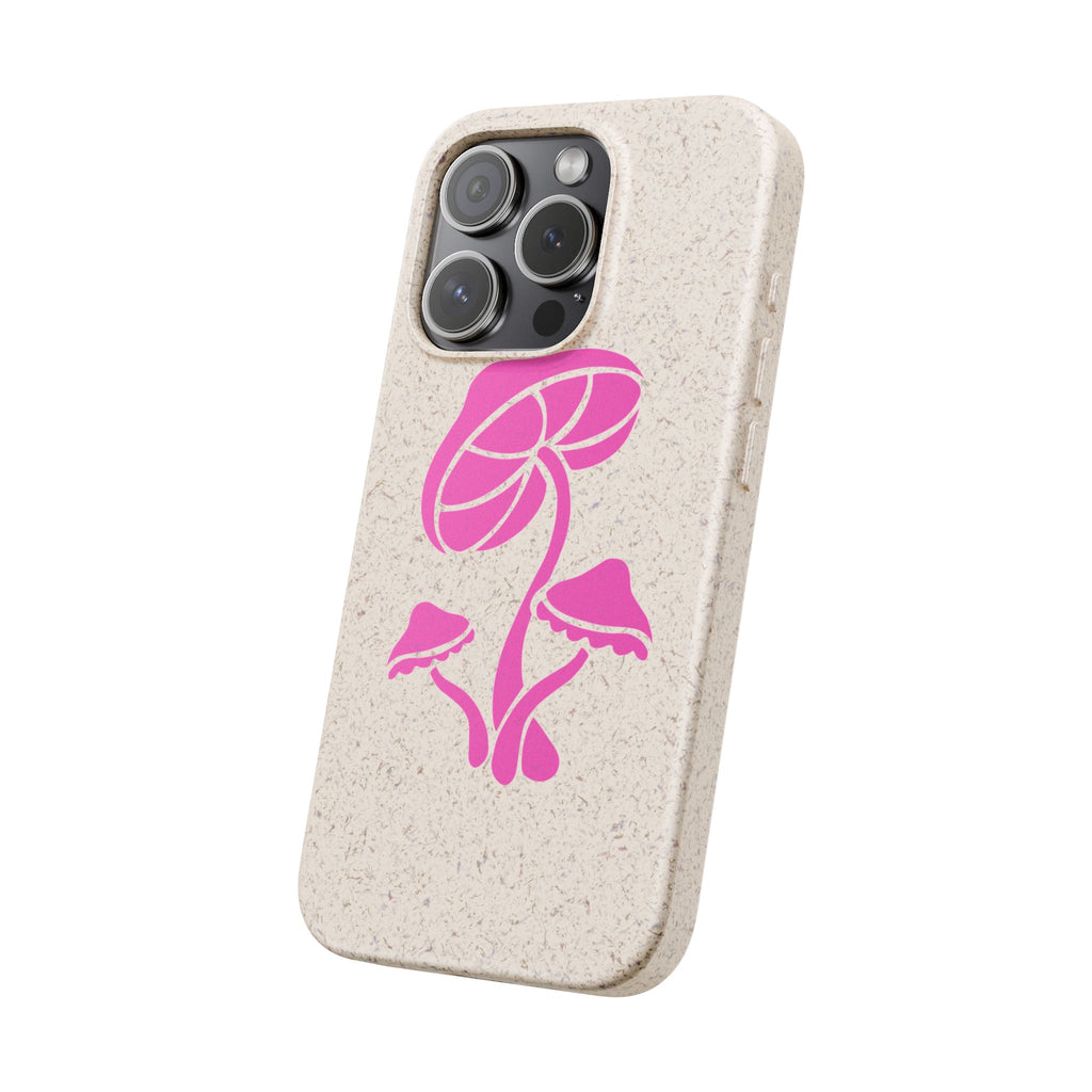 Eco-Friendly Phone Case with Pink Mushroom Design, Biodegradable Phone Cover, Sustainable Gift for Nature Lovers, Earth Day Gift, Cute Phone