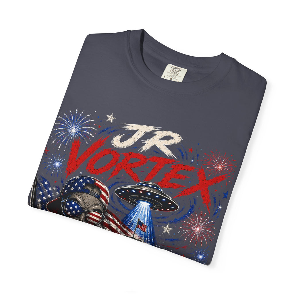 JR Vortex 4th of July UFO Tee — Cosmic Patriot Graphic