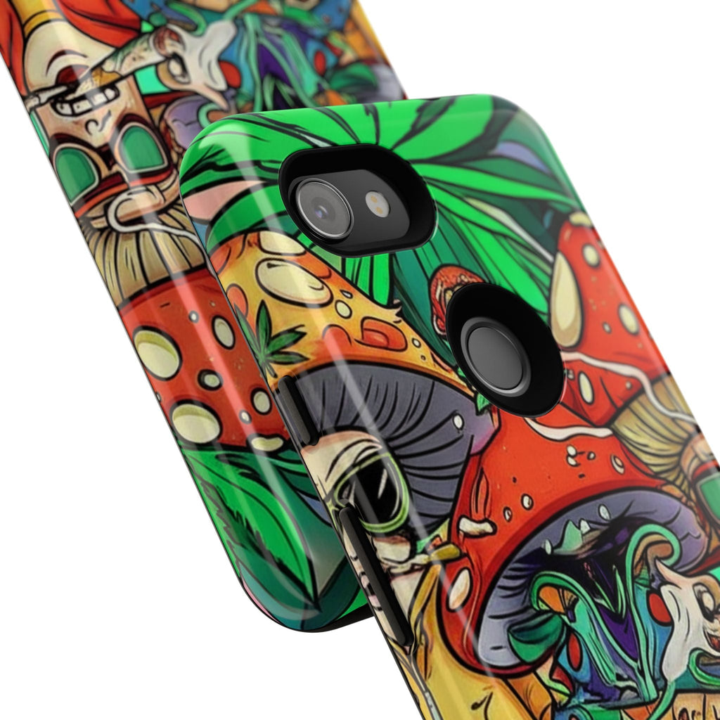 Vibrant Phone Case Featuring Funky Mushroom Art, Tough Cases, Trendy Accessories, Unique Gifts, Eclectic Style, Phone Protection Printify