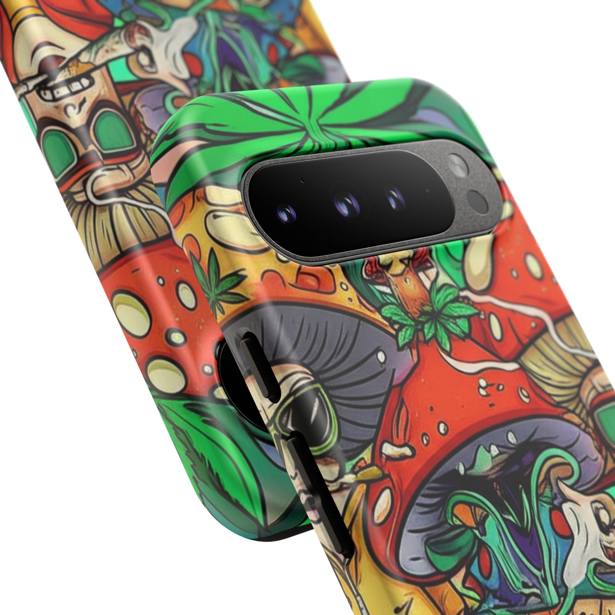 Vibrant Phone Case Featuring Funky Mushroom Art, Tough Cases, Trendy Accessories, Unique Gifts, Eclectic Style, Phone Protection Printify