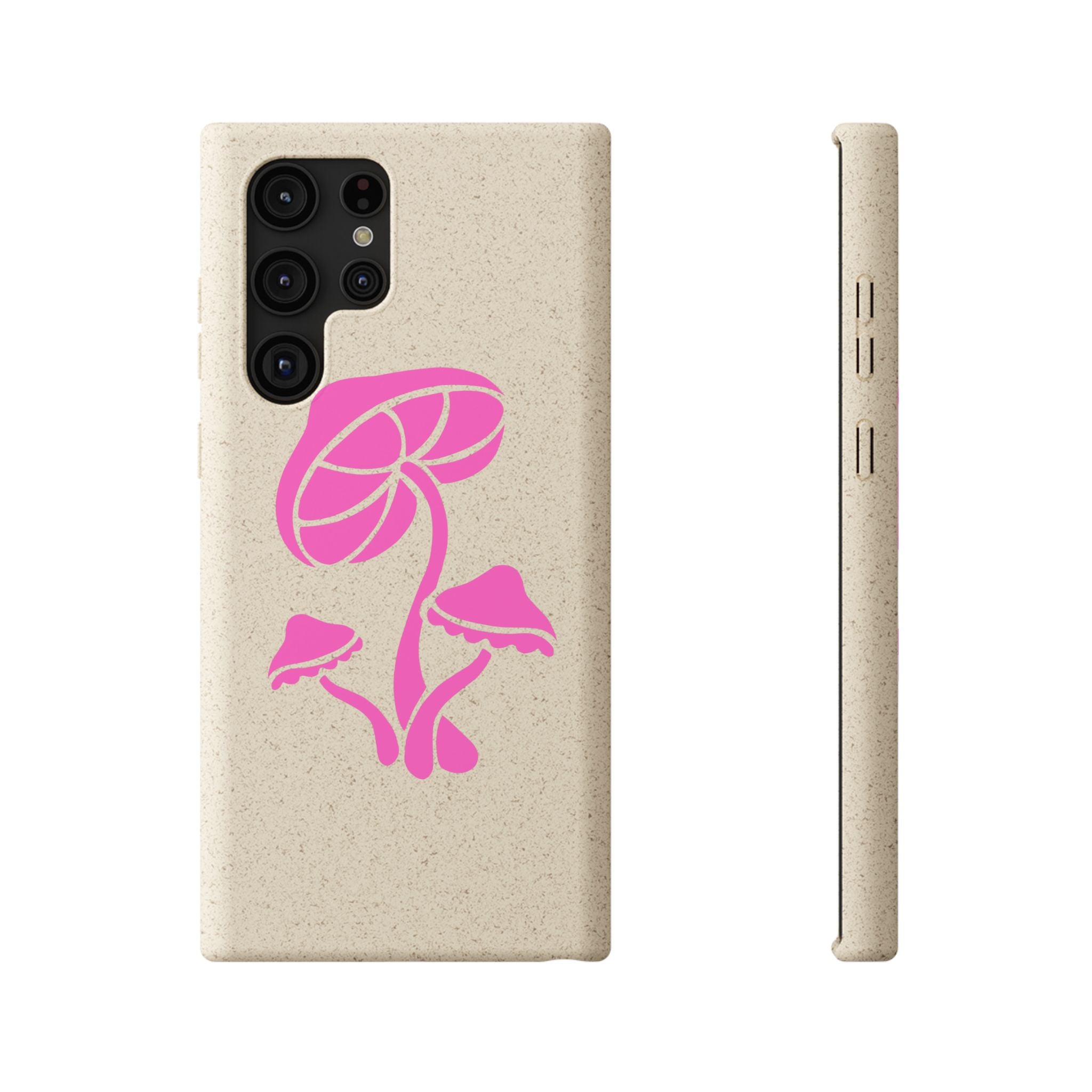 Eco-Friendly Phone Case with Pink Mushroom Design, Biodegradable Phone Cover, Sustainable Gift for Nature Lovers, Earth Day Gift, Cute Phone