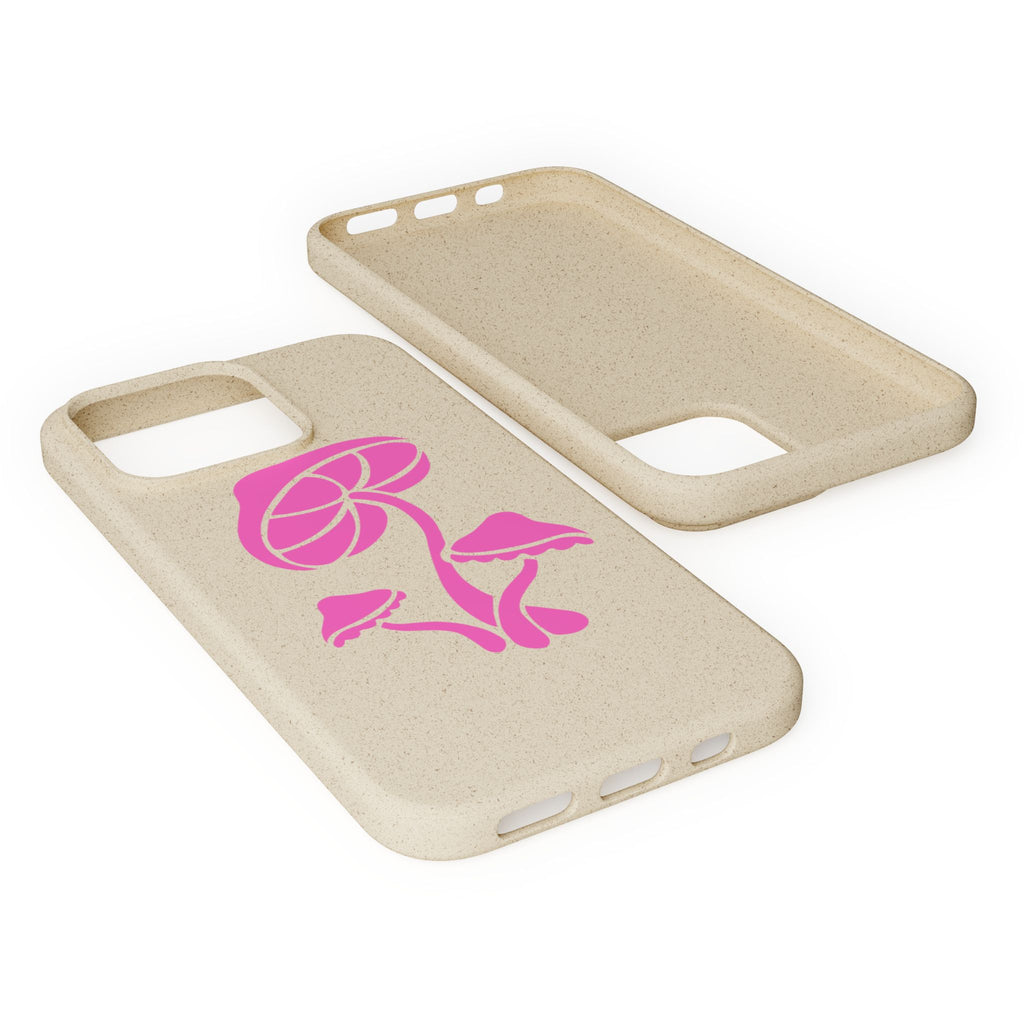 Eco-Friendly Phone Case with Pink Mushroom Design, Biodegradable Phone Cover, Sustainable Gift for Nature Lovers, Earth Day Gift, Cute Phone