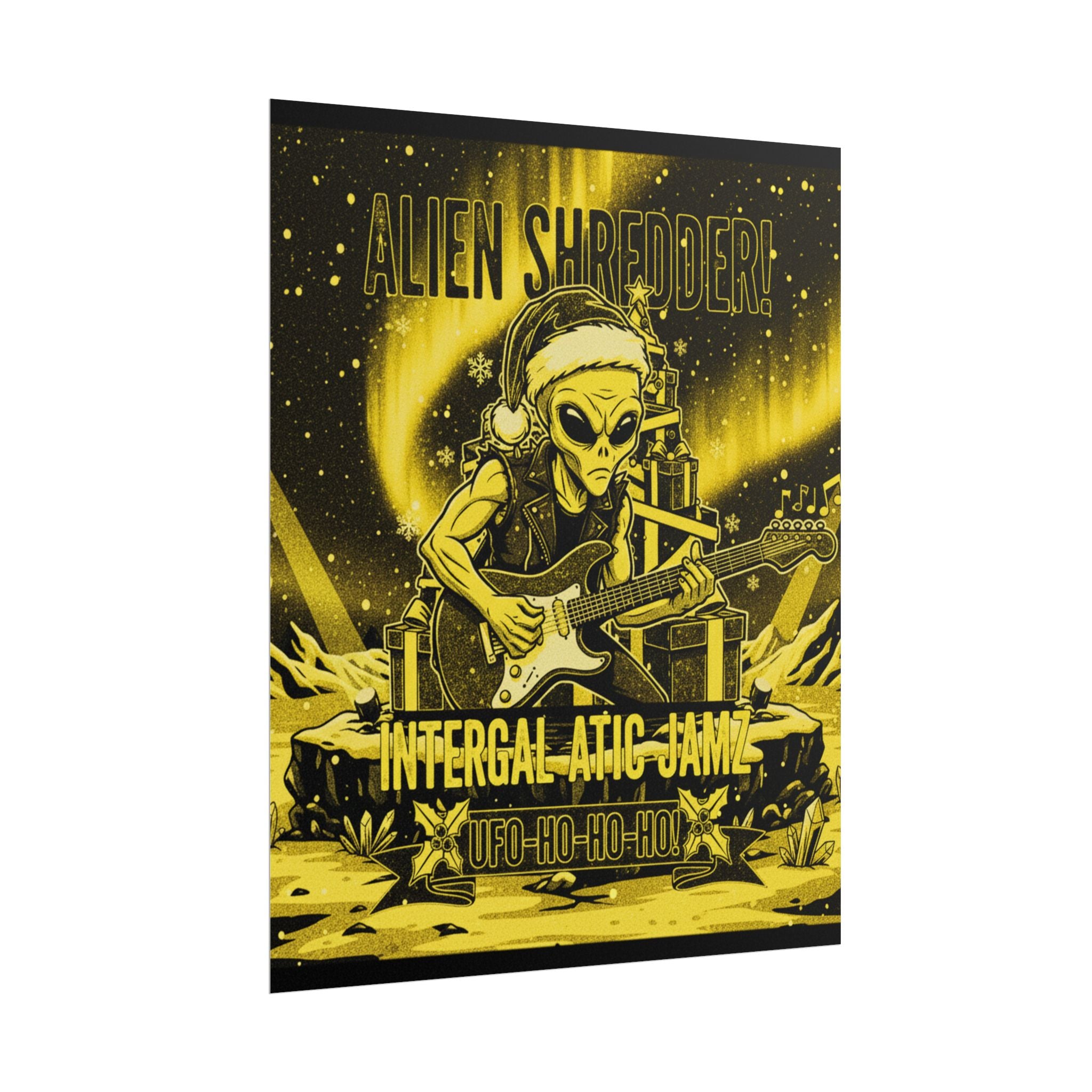 Alien Shredder Poster — 'Intergalactic Jamz' Retro Rock Music Print