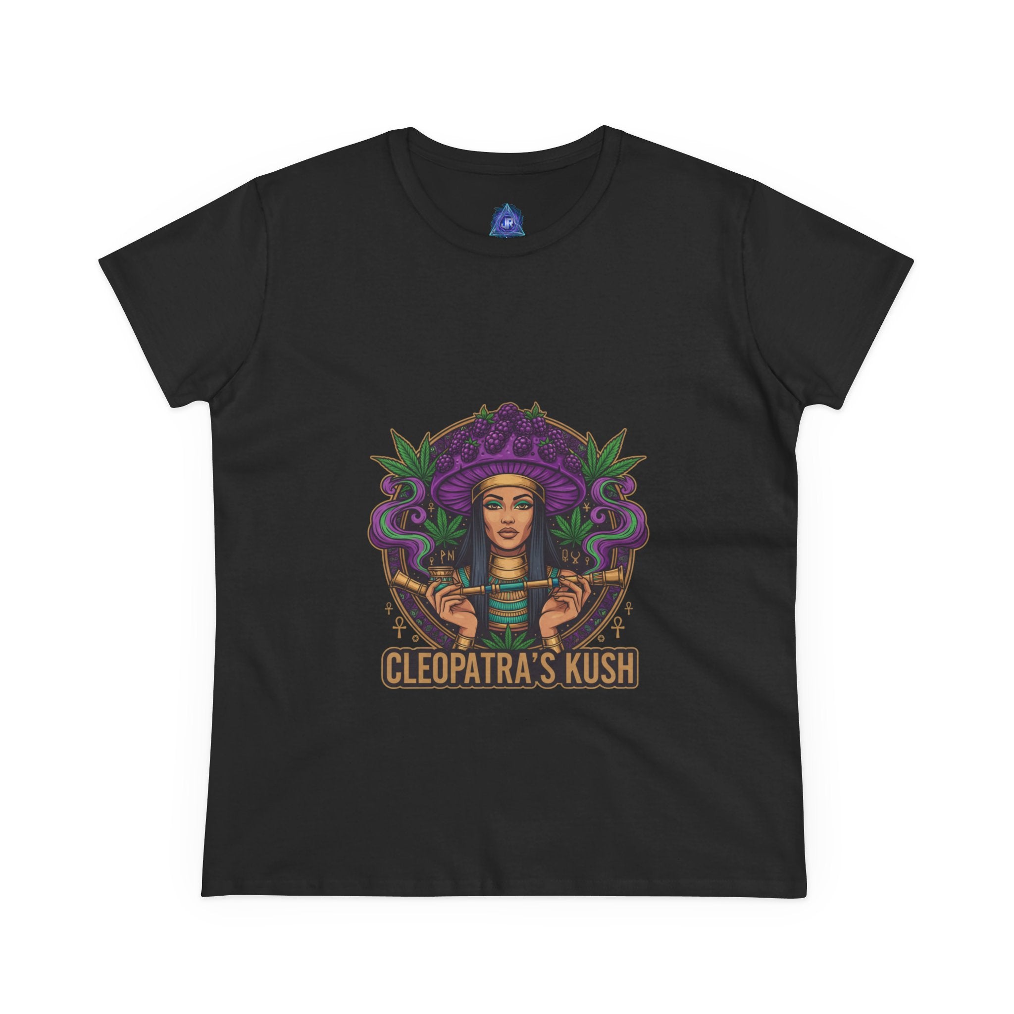 Cleopatra's Kush Women's Midweight Cotton Tee - Stylish Cannabis-Inspired T-Shirt