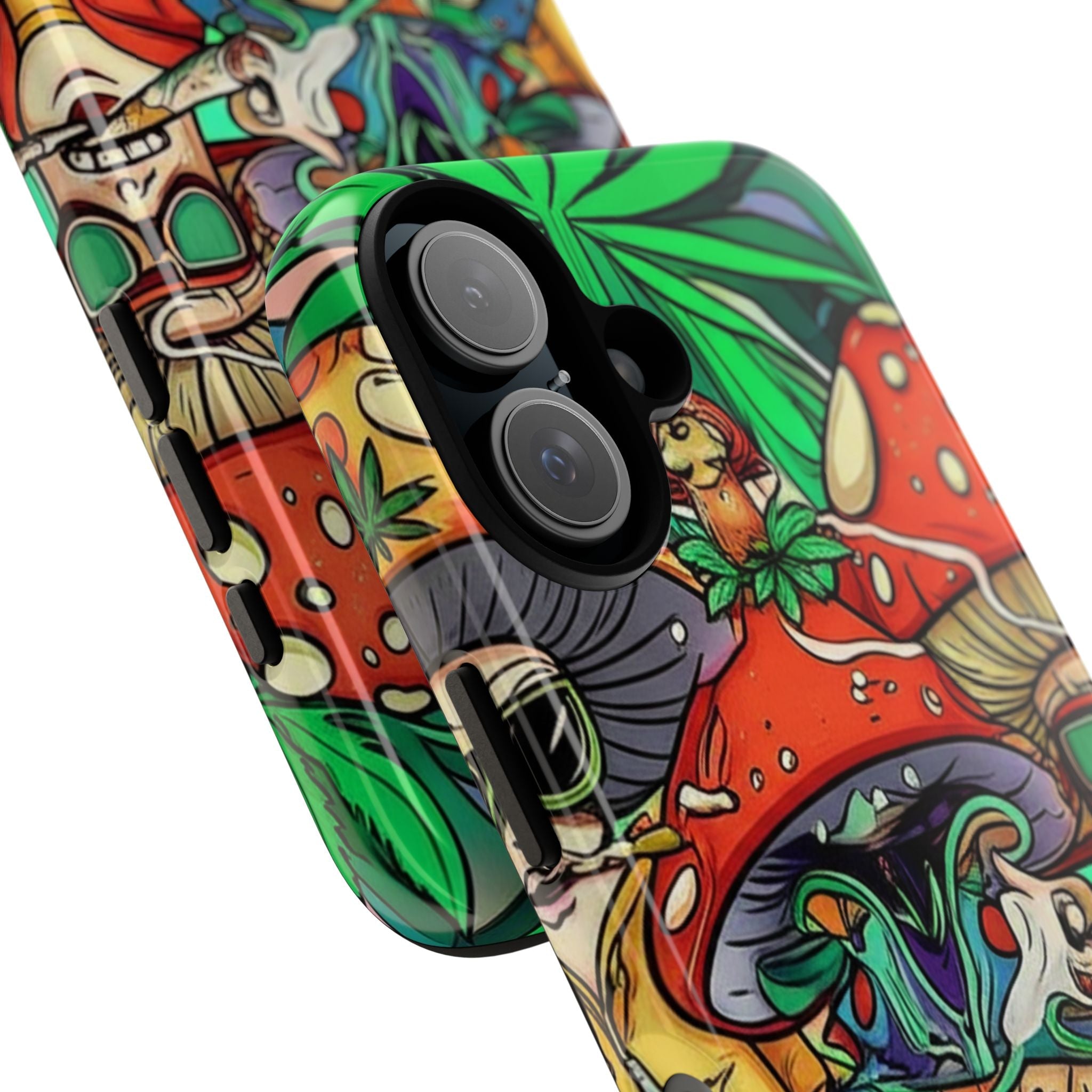 Vibrant Phone Case Featuring Funky Mushroom Art, Tough Cases, Trendy Accessories, Unique Gifts, Eclectic Style, Phone Protection Printify
