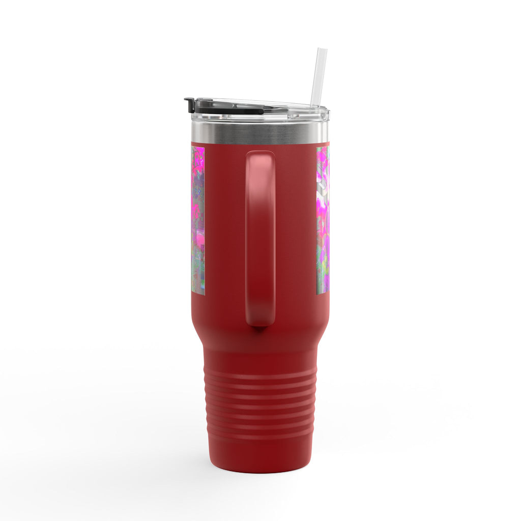 40oz Travel Mug — Neon 'Super Girl' Retro Comic Design