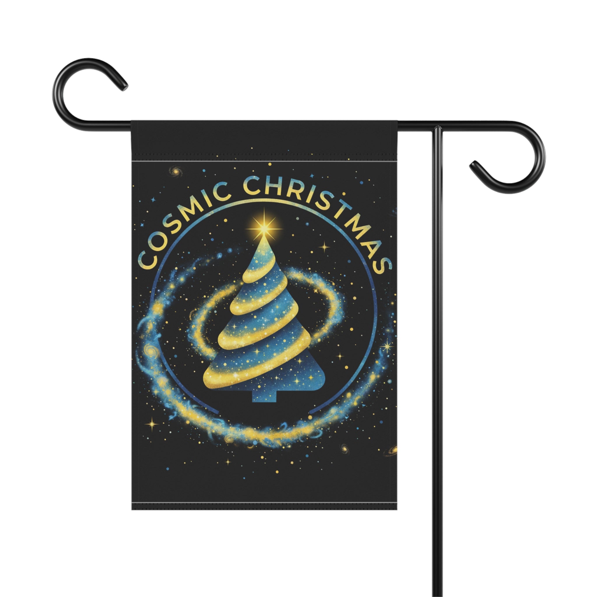 Cosmic Christmas Garden Flag — Sparkling Galaxy Tree Holiday Banner❄️