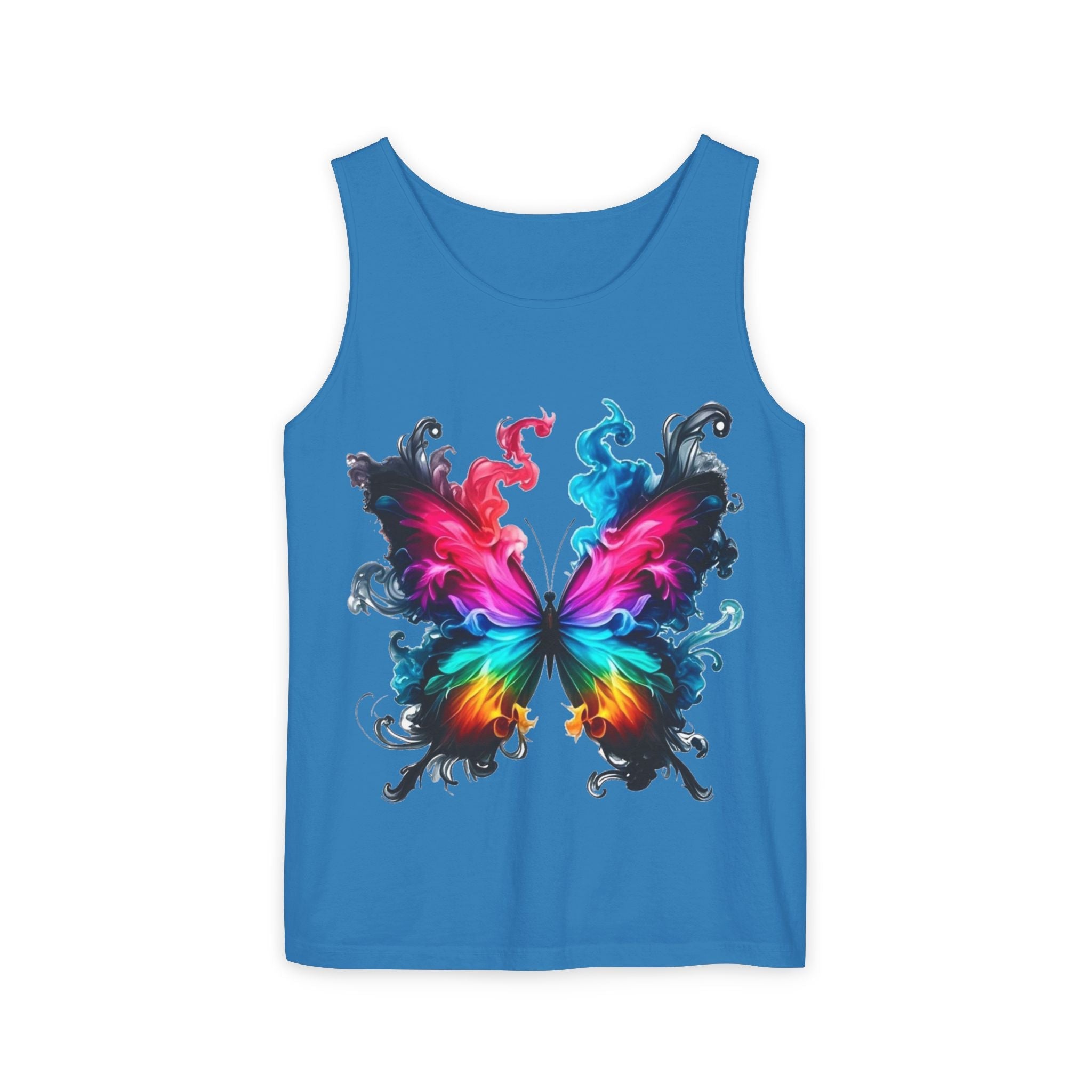 Vibrant Butterfly Design Unisex Tank Top | Colorful Summer Sleeveless Shirt, Gift for Nature Lovers, Festival Wear, Eco-Friendly Fashion Printify
