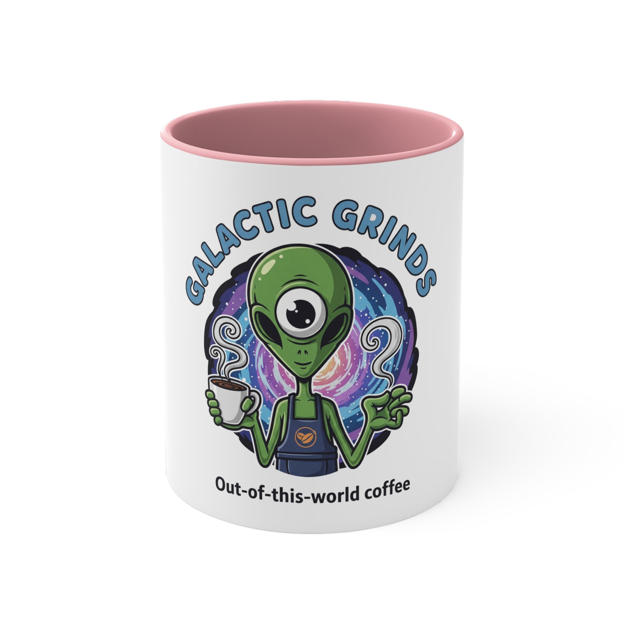 Galactic Grinds Alien 11oz Accent Mug, Fun Coffee Mug for Sci-Fi Lovers, Unique Gift for Birthdays and Holidays, Quirky Drinkware☕️