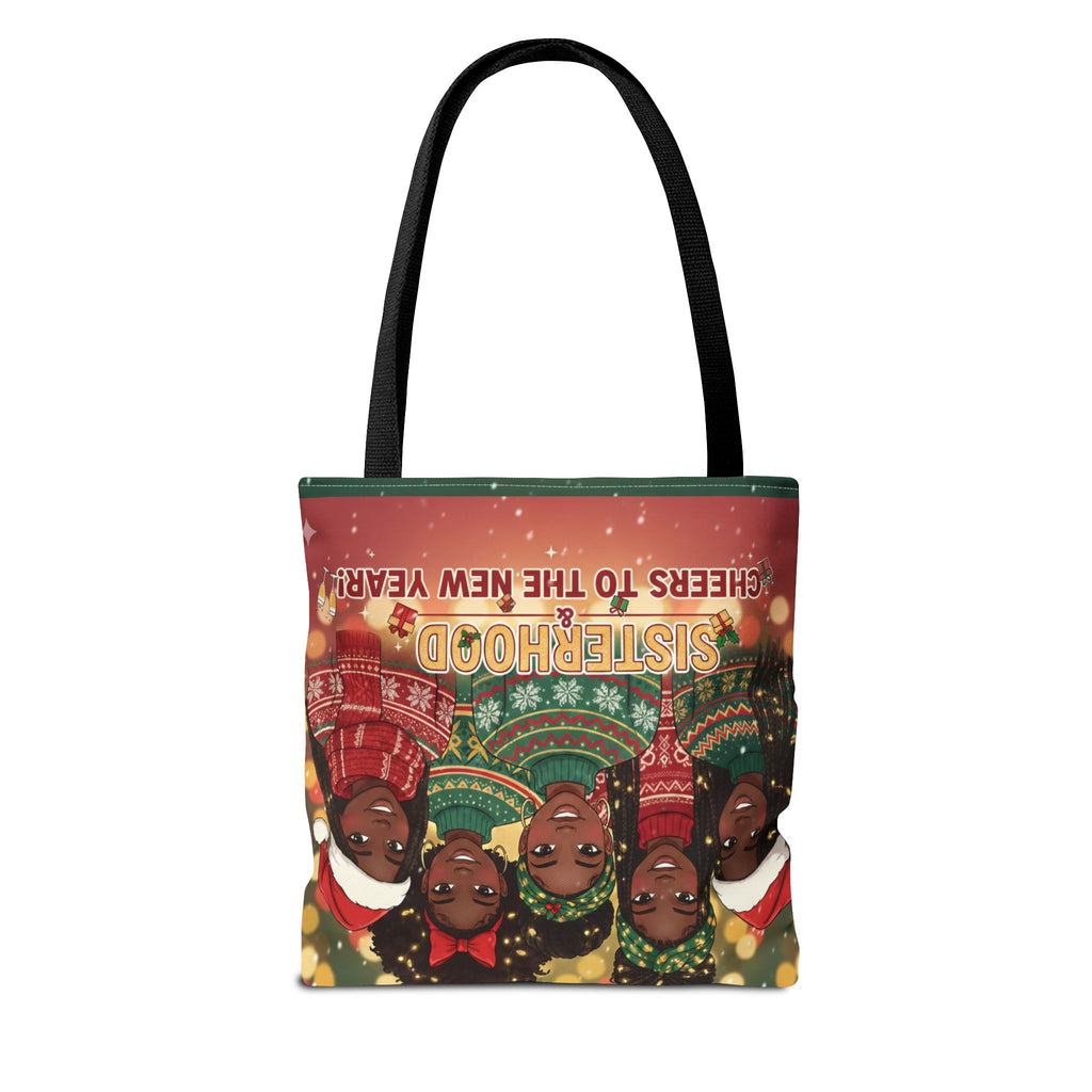 Sisterhood Holiday Tote Bag — “Cheers to the New Year!” Christmas Market Bag