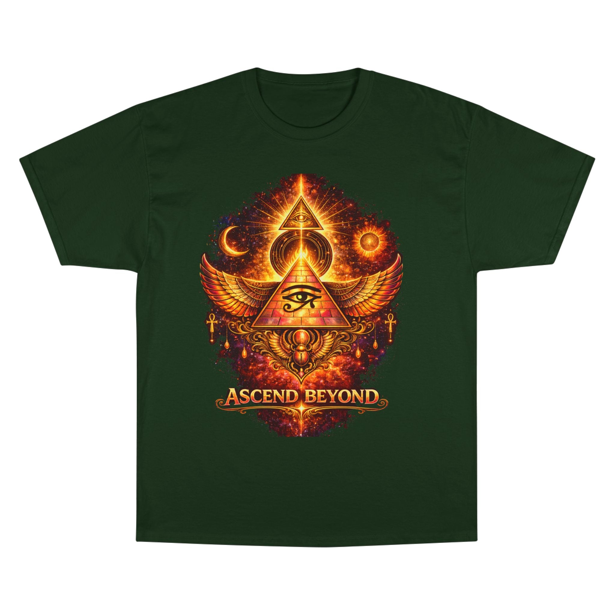 Ascend Beyond Graphic T-Shirt — Egyptian Eye Pyramid Spiritual Tee Printify