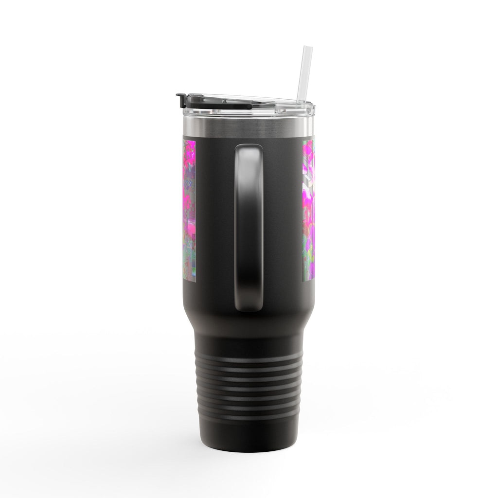 40oz Travel Mug — Neon 'Super Girl' Retro Comic Design
