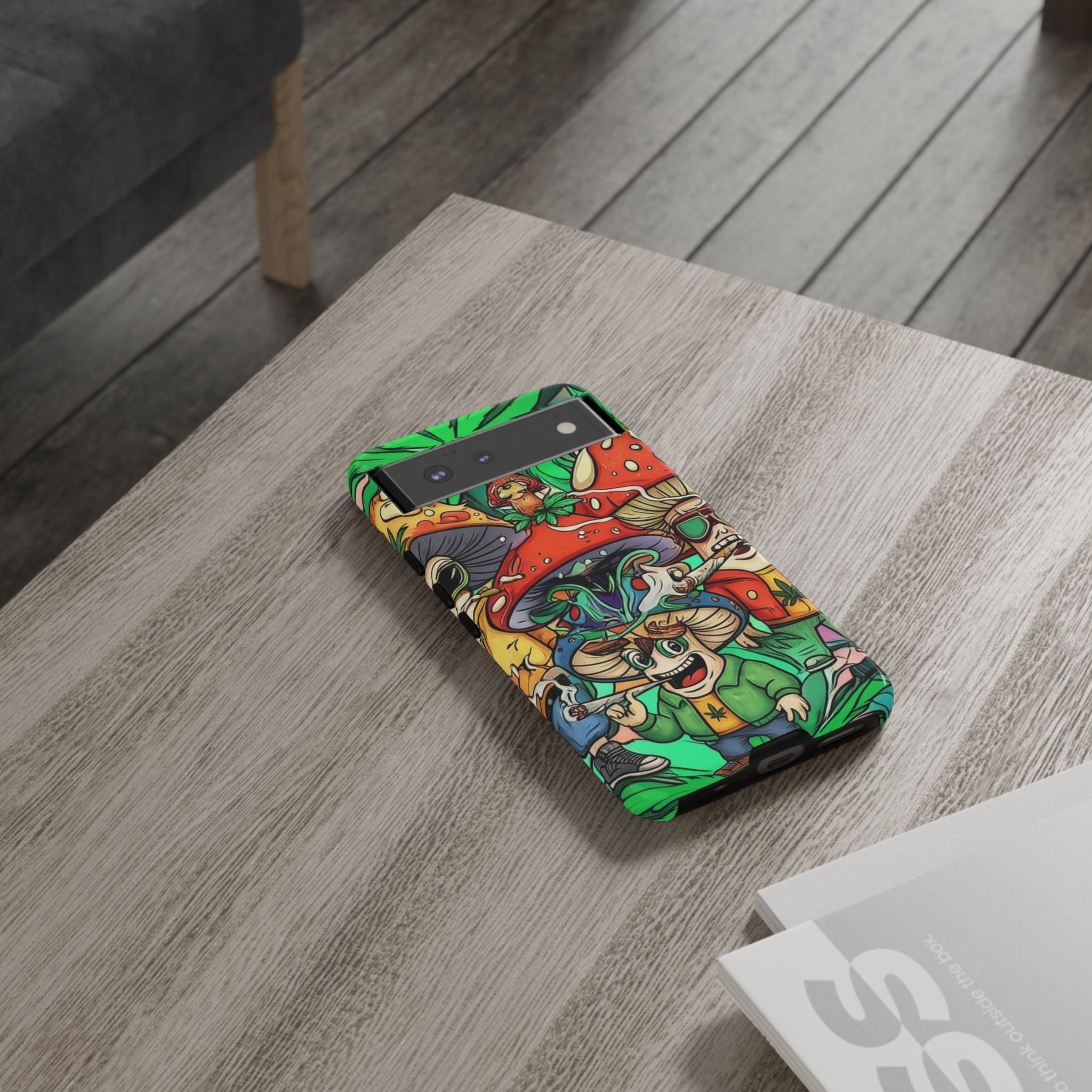Vibrant Phone Case Featuring Funky Mushroom Art, Tough Cases, Trendy Accessories, Unique Gifts, Eclectic Style, Phone Protection Printify