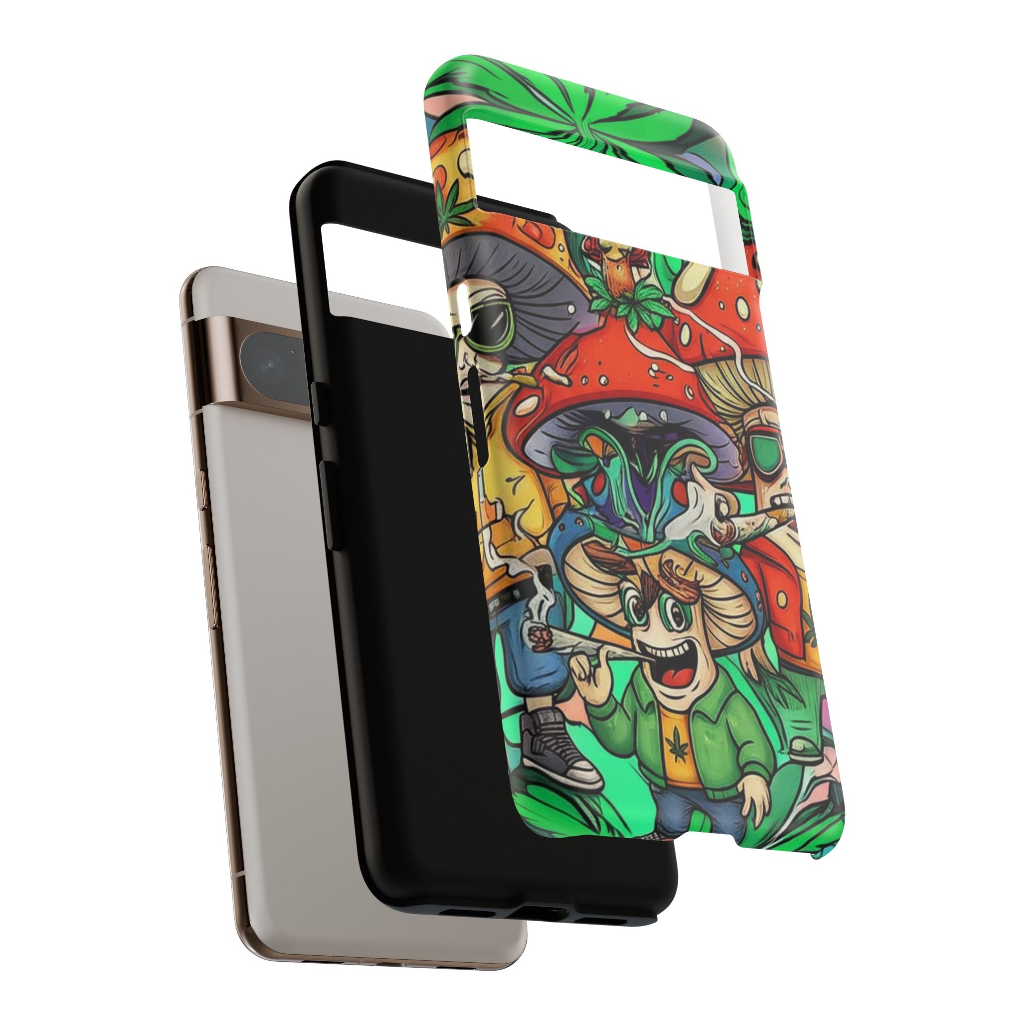Vibrant Phone Case Featuring Funky Mushroom Art, Tough Cases, Trendy Accessories, Unique Gifts, Eclectic Style, Phone Protection Printify