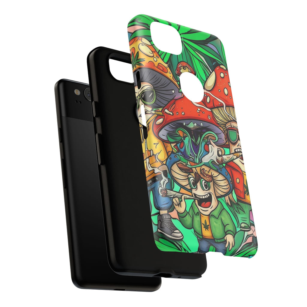 Vibrant Phone Case Featuring Funky Mushroom Art, Tough Cases, Trendy Accessories, Unique Gifts, Eclectic Style, Phone Protection Printify