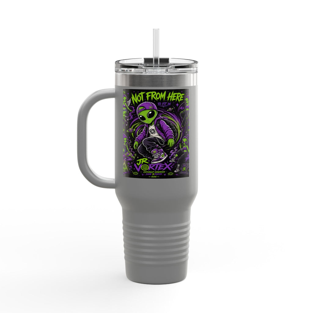 40oz Insulated Travel Mug — "Not From Here to Fit In" Alien Graphic