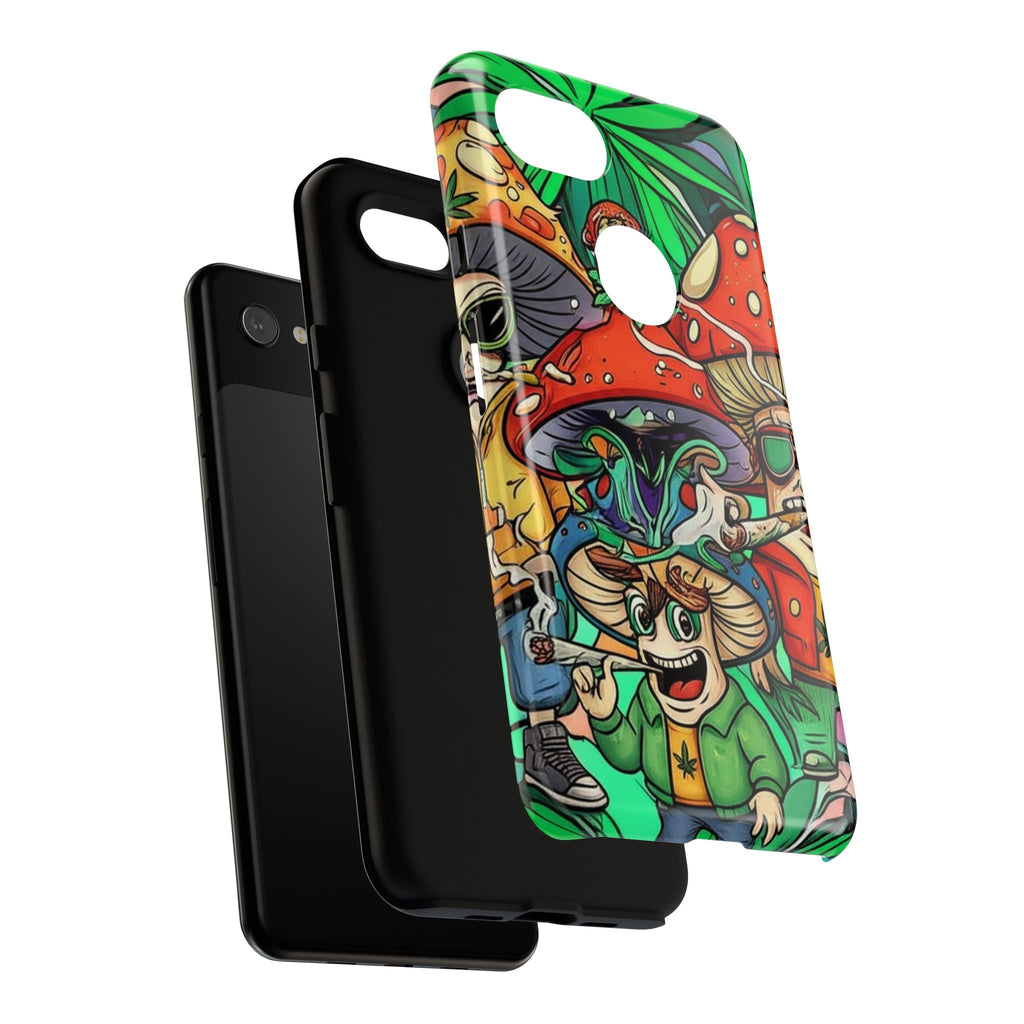 Vibrant Phone Case Featuring Funky Mushroom Art, Tough Cases, Trendy Accessories, Unique Gifts, Eclectic Style, Phone Protection Printify