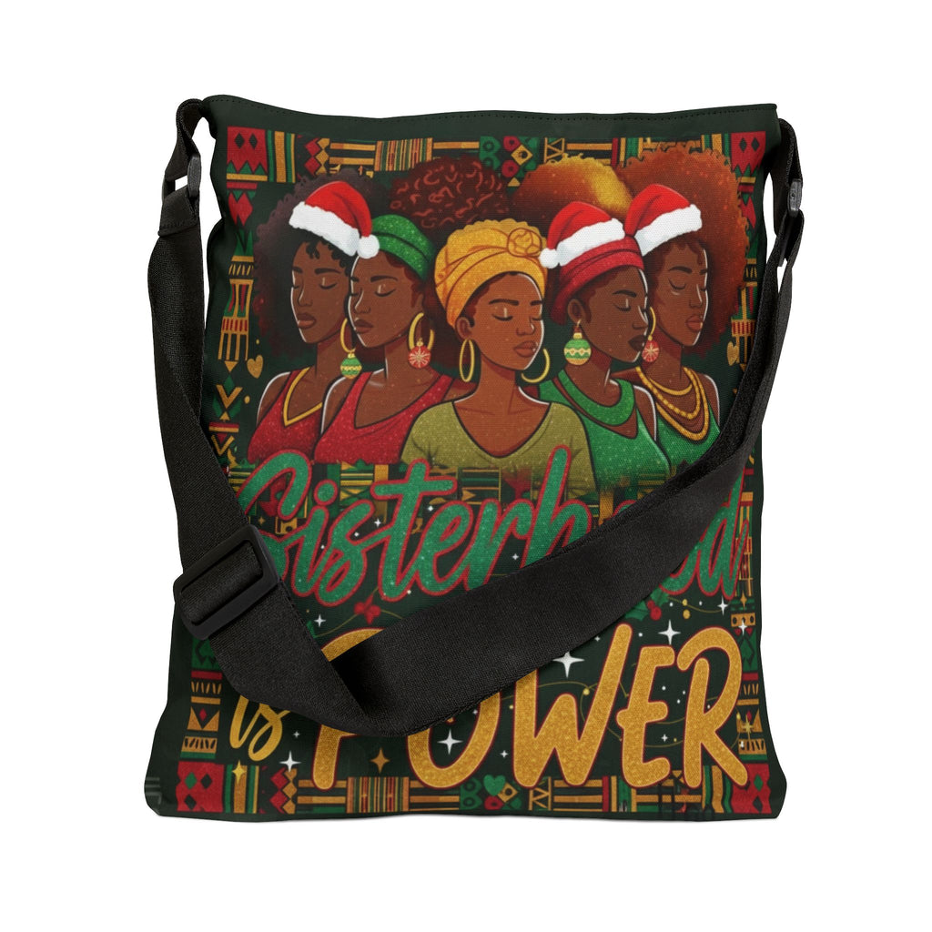 Sisterhood Is Power Adjustable Tote Bag – Afrocentric Holiday Christmas Design