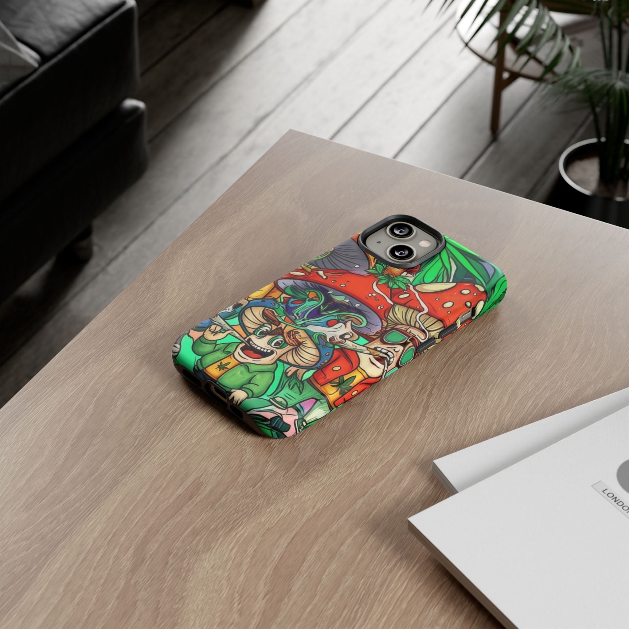 Vibrant Phone Case Featuring Funky Mushroom Art, Tough Cases, Trendy Accessories, Unique Gifts, Eclectic Style, Phone Protection Printify
