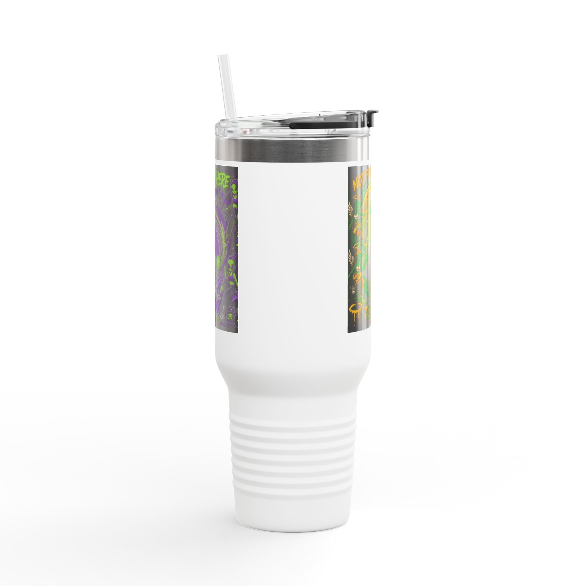 40oz Insulated Travel Mug — "Not From Here to Fit In" Alien Graphic
