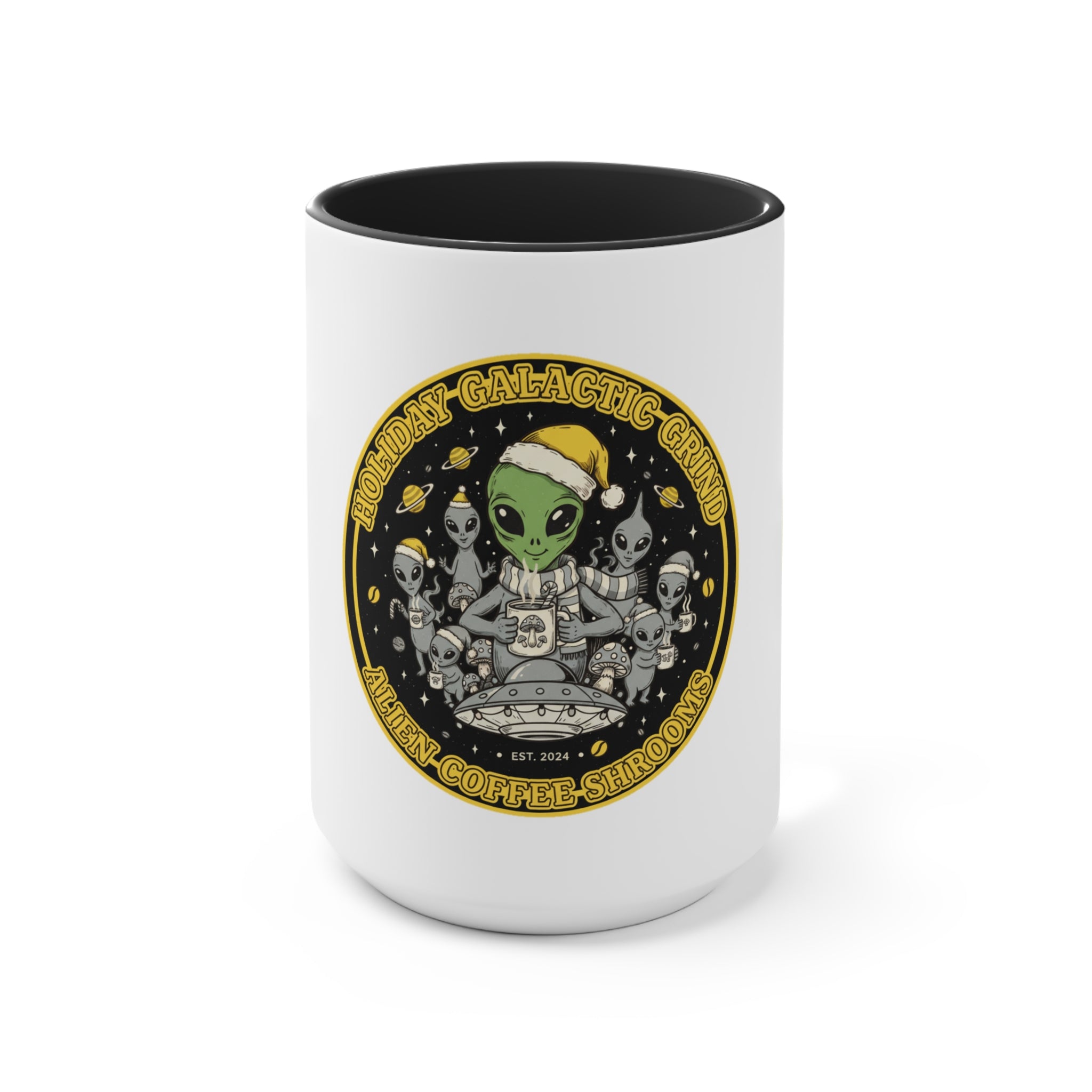 Galactic Alien Coffee Mug — 'Holidays Galactic Grind' Cute Space Alien Holiday Mug 🎄☕️