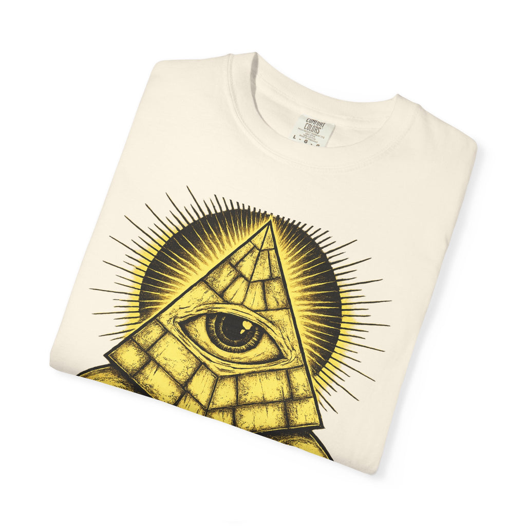 Higher Frequency Pyramid Eye T-Shirt — Occult Skull Graphic Tee Printify