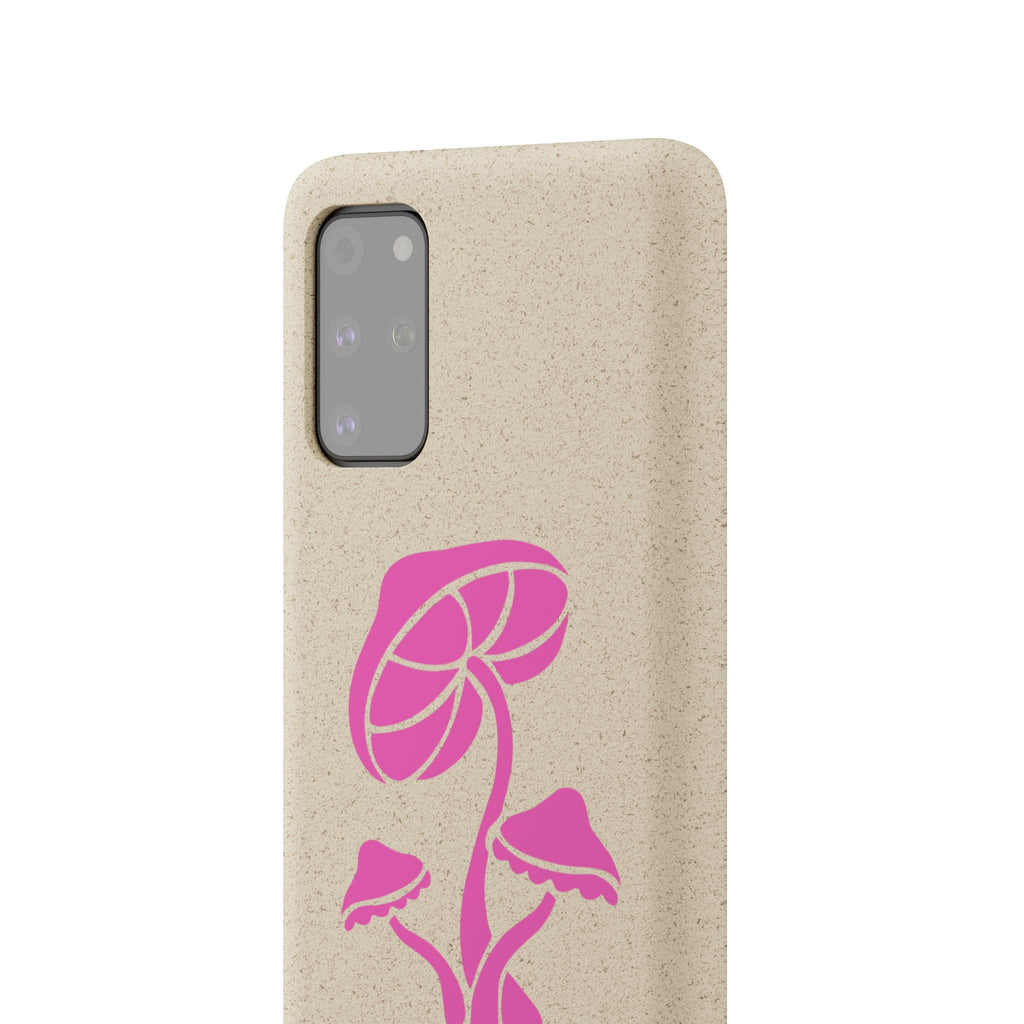 Eco-Friendly Phone Case with Pink Mushroom Design, Biodegradable Phone Cover, Sustainable Gift for Nature Lovers, Earth Day Gift, Cute Phone