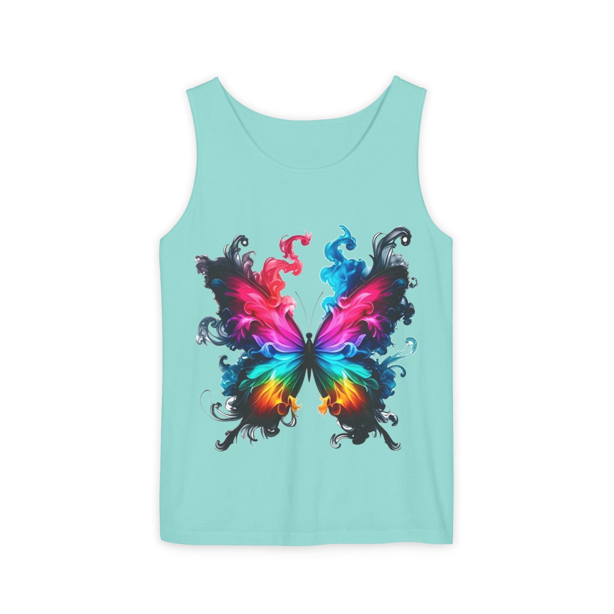 Vibrant Butterfly Design Unisex Tank Top | Colorful Summer Sleeveless Shirt, Gift for Nature Lovers, Festival Wear, Eco-Friendly Fashion Printify