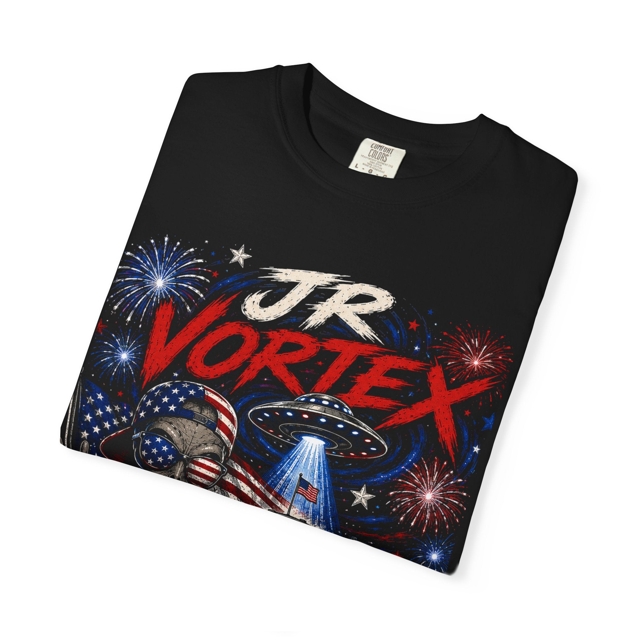 JR Vortex 4th of July UFO Tee — Cosmic Patriot Graphic
