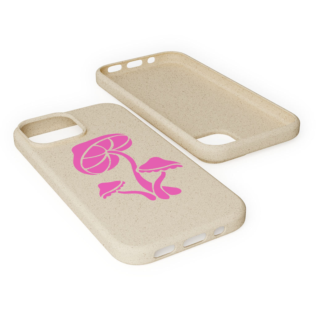 Eco-Friendly Phone Case with Pink Mushroom Design, Biodegradable Phone Cover, Sustainable Gift for Nature Lovers, Earth Day Gift, Cute Phone