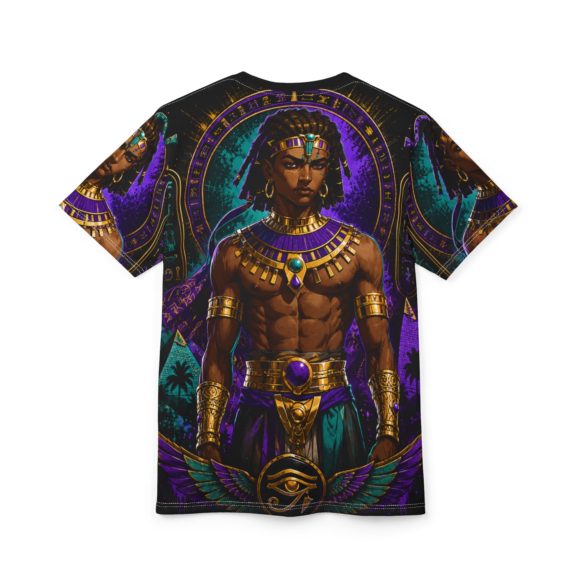 Egyptian Pharaoh Graphic Tee side view highlighting royal ankh streetwear design