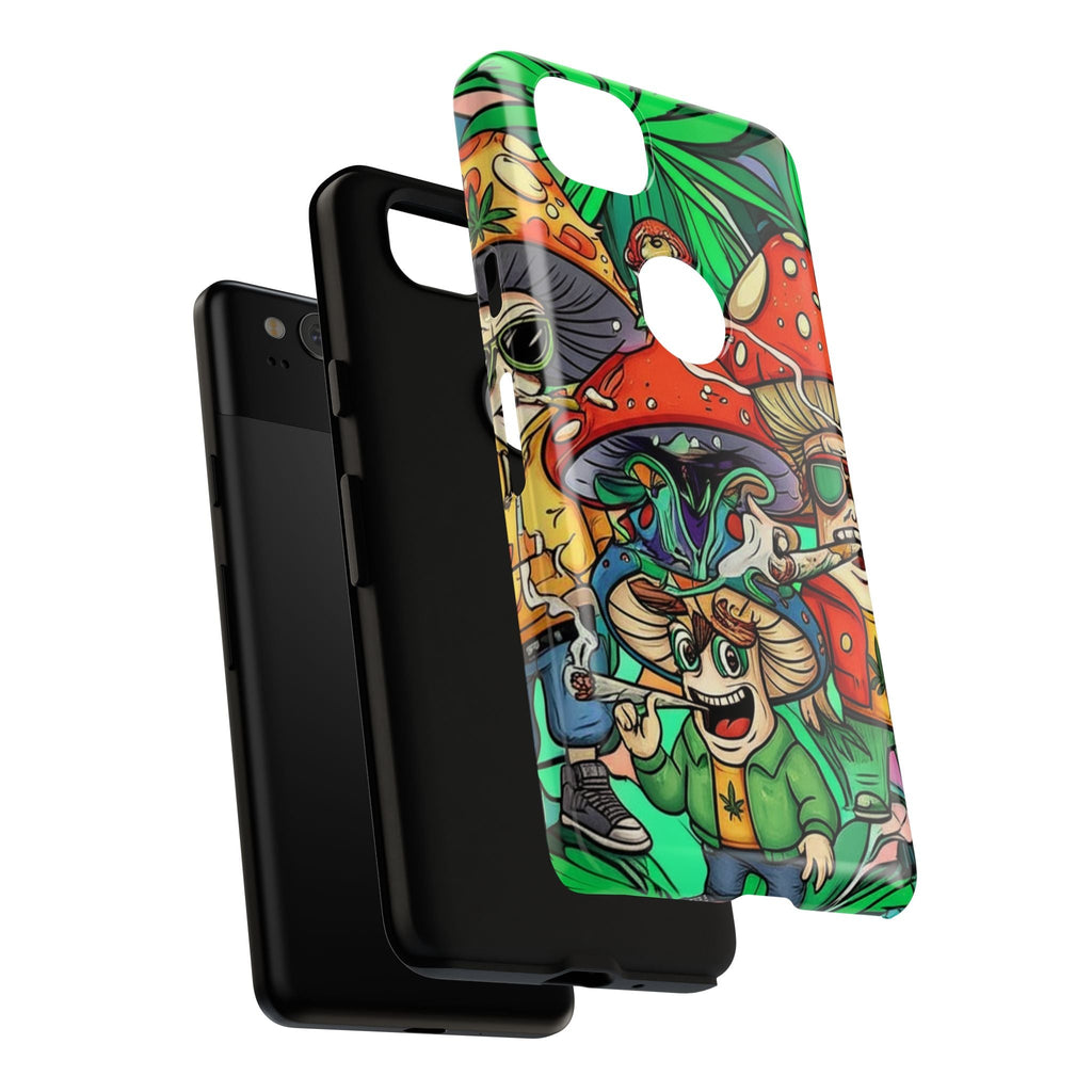 Vibrant Phone Case Featuring Funky Mushroom Art, Tough Cases, Trendy Accessories, Unique Gifts, Eclectic Style, Phone Protection Printify