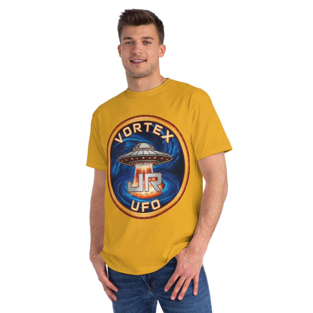 Vortex UFO JR Patch T‑Shirt — Retro UFO Badge Graphic Tee Printify