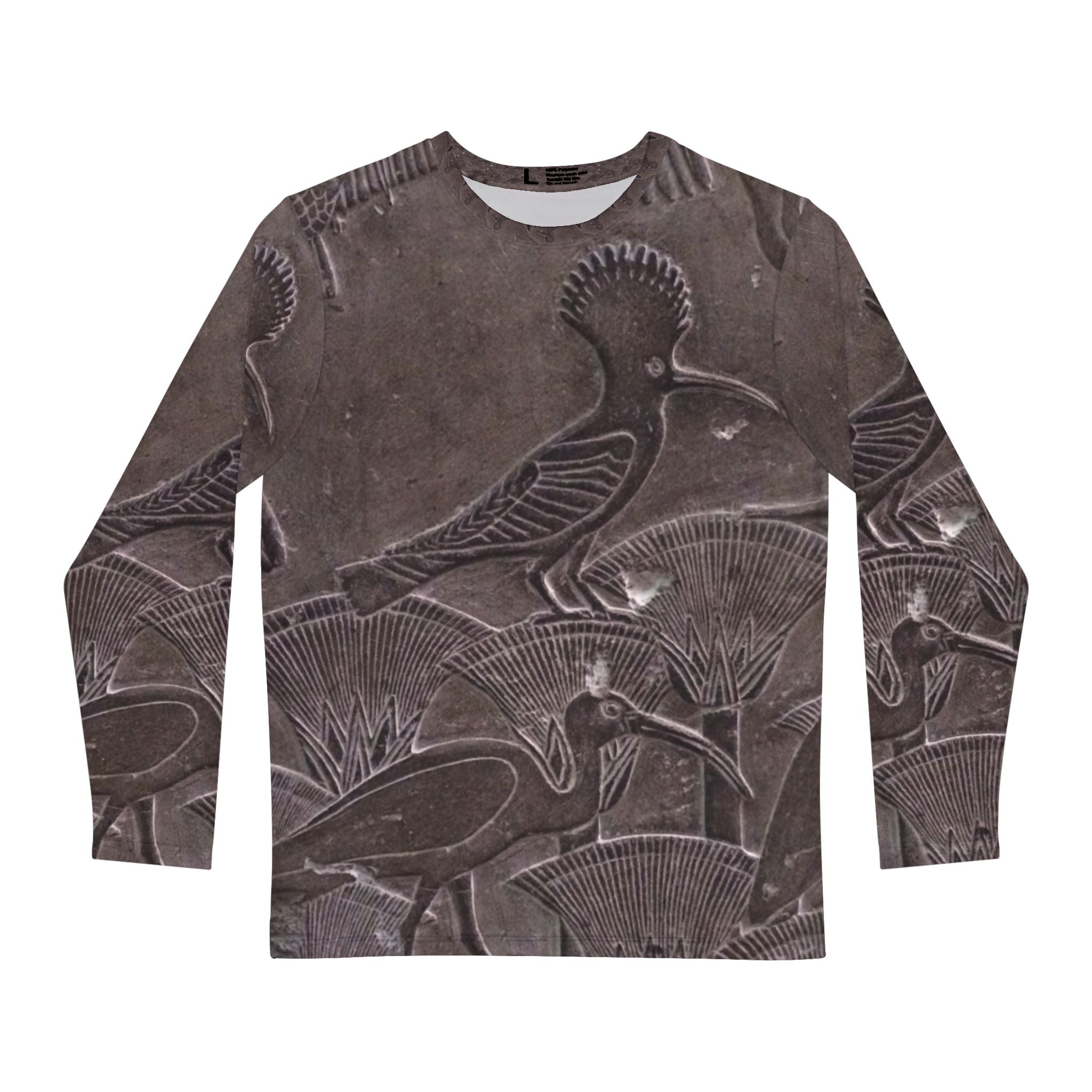 Men's Long Sleeve Nature Print Shirt, Unique Gift for Nature Lovers, Perfect for Casual Wear, Eco-Friendly Fashion, Bird AOP Tee