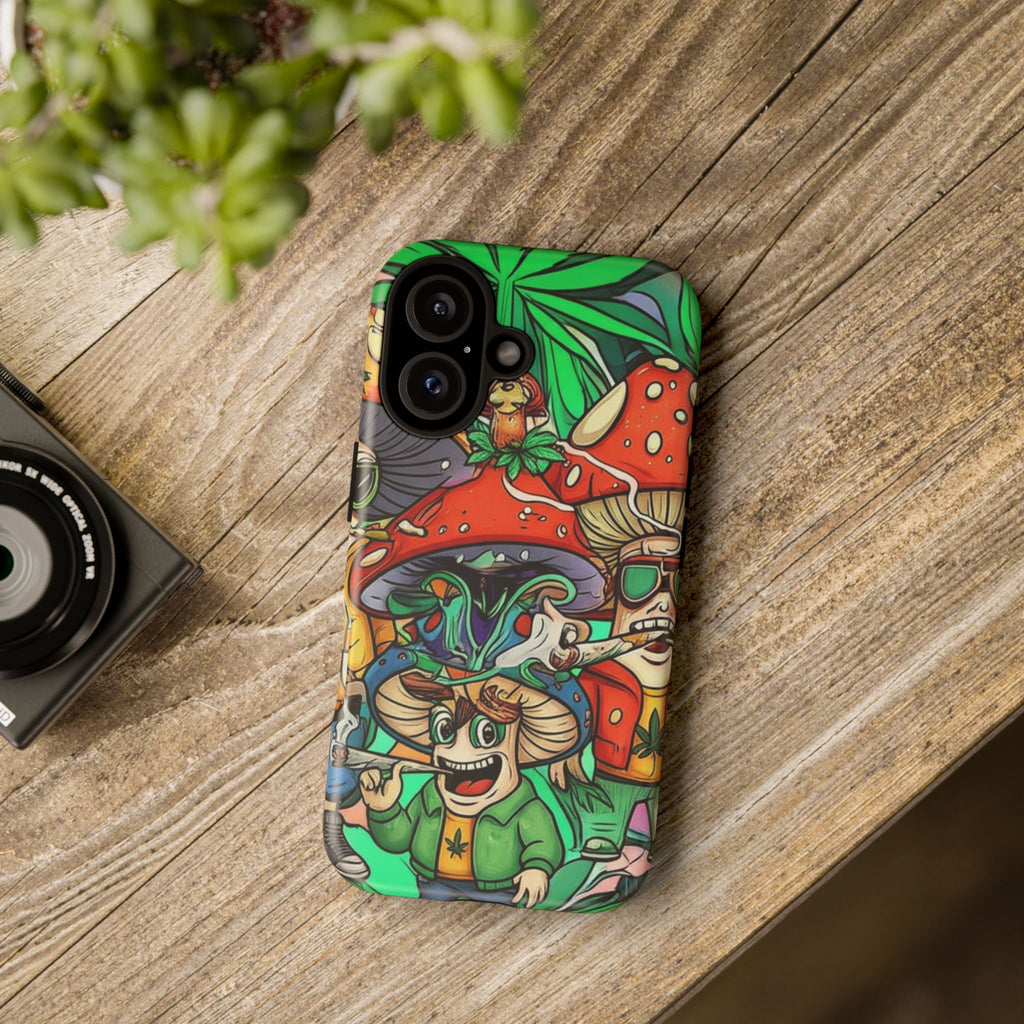 Vibrant Phone Case Featuring Funky Mushroom Art, Tough Cases, Trendy Accessories, Unique Gifts, Eclectic Style, Phone Protection Printify