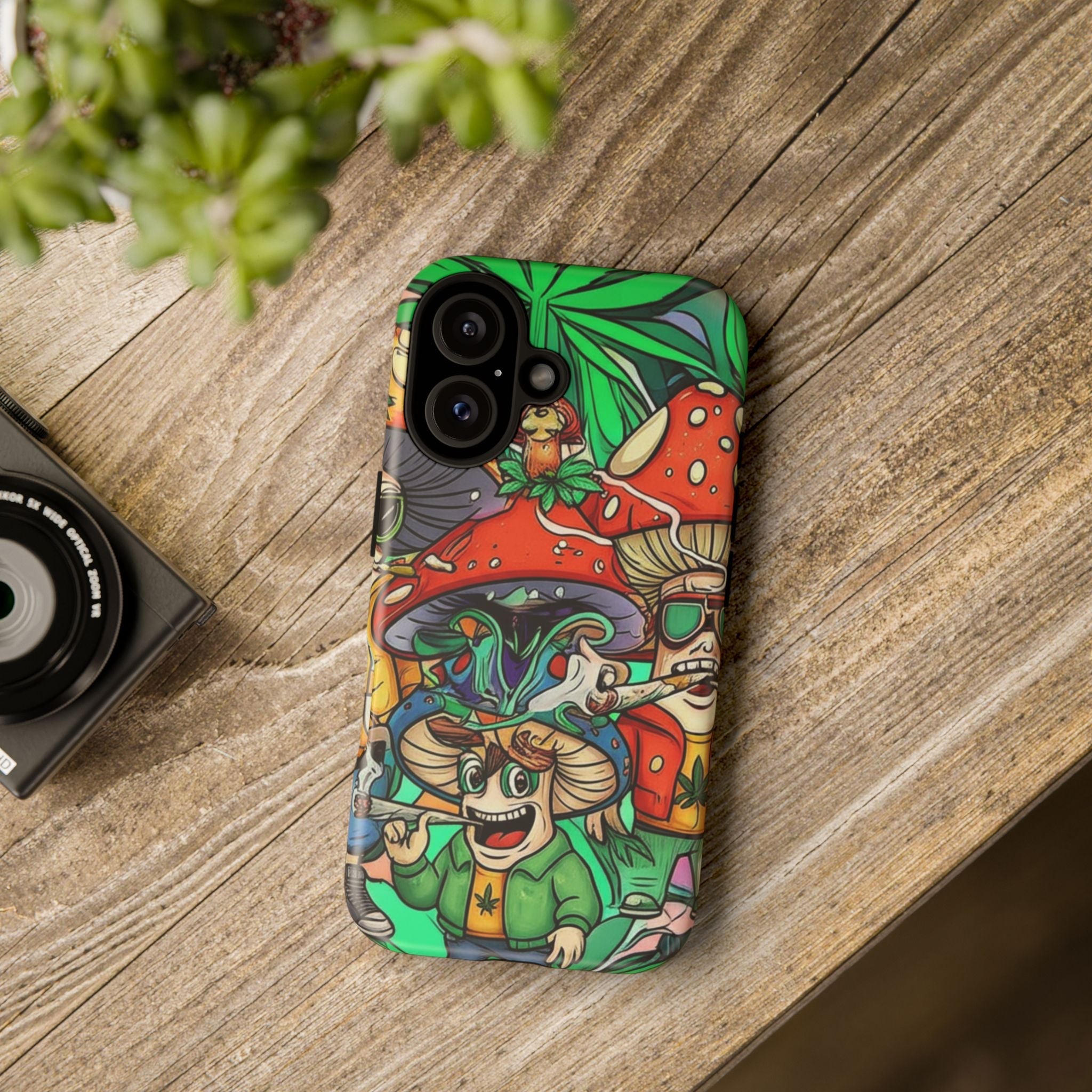 Vibrant Phone Case Featuring Funky Mushroom Art, Tough Cases, Trendy Accessories, Unique Gifts, Eclectic Style, Phone Protection Printify