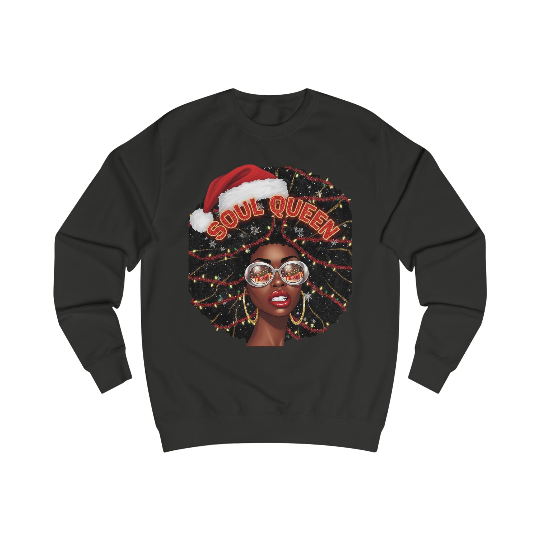 Soul Queen Sweatshirt — Black Christmas Afro Holiday Sweater