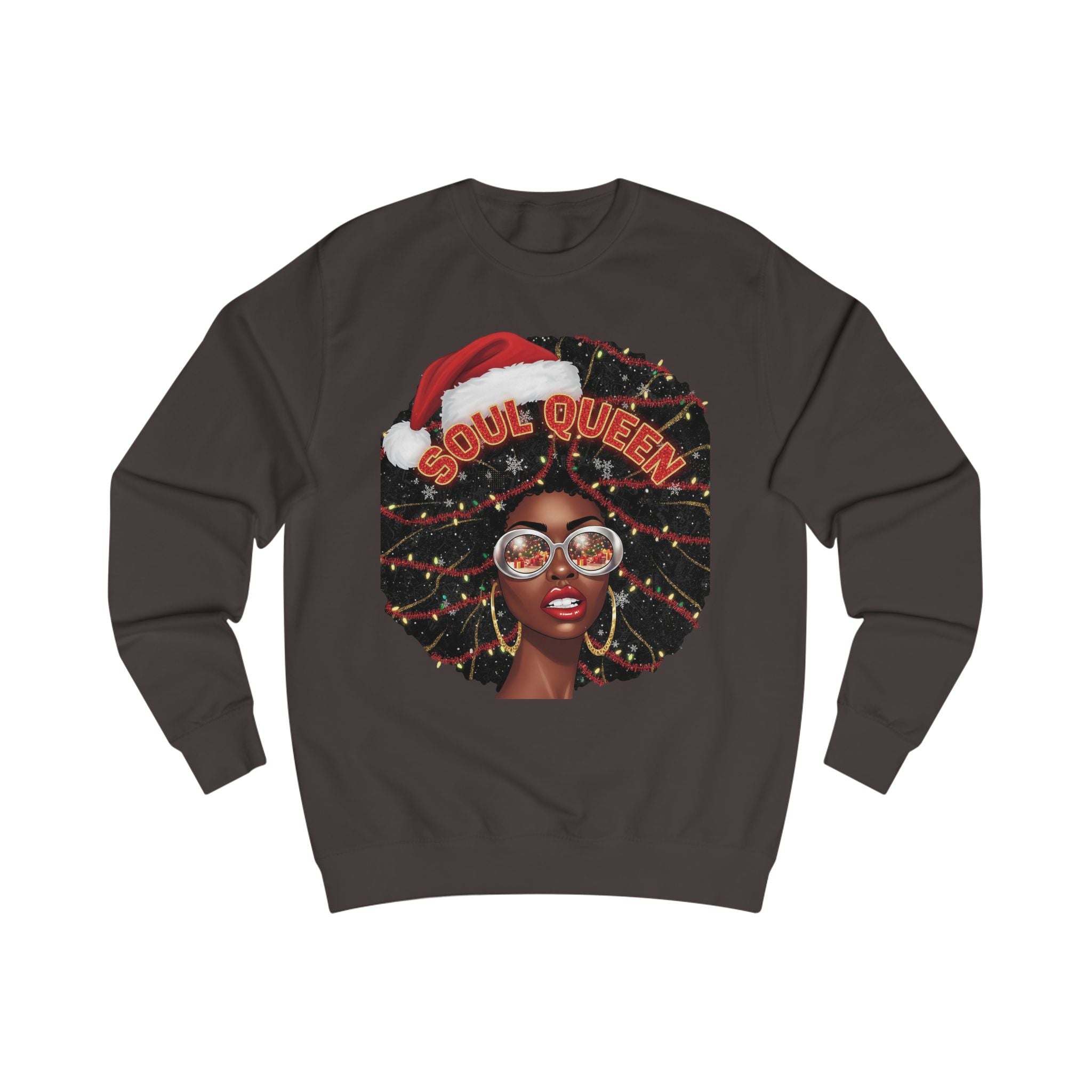 Soul Queen Sweatshirt — Black Christmas Afro Holiday Sweater