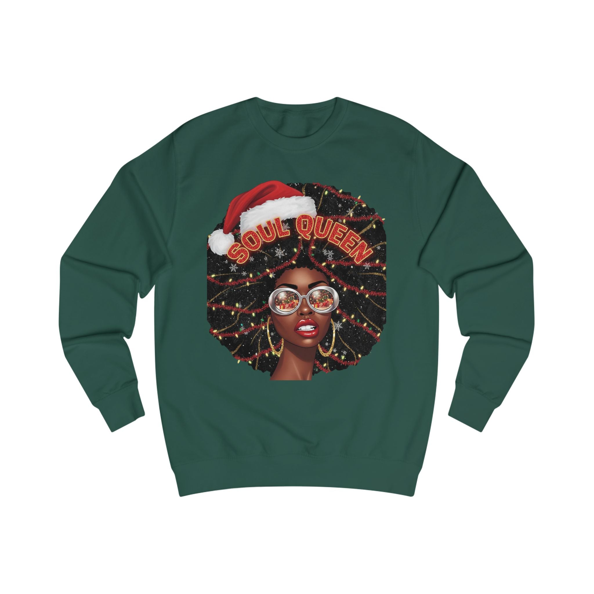 Soul Queen Sweatshirt — Black Christmas Afro Holiday Sweater